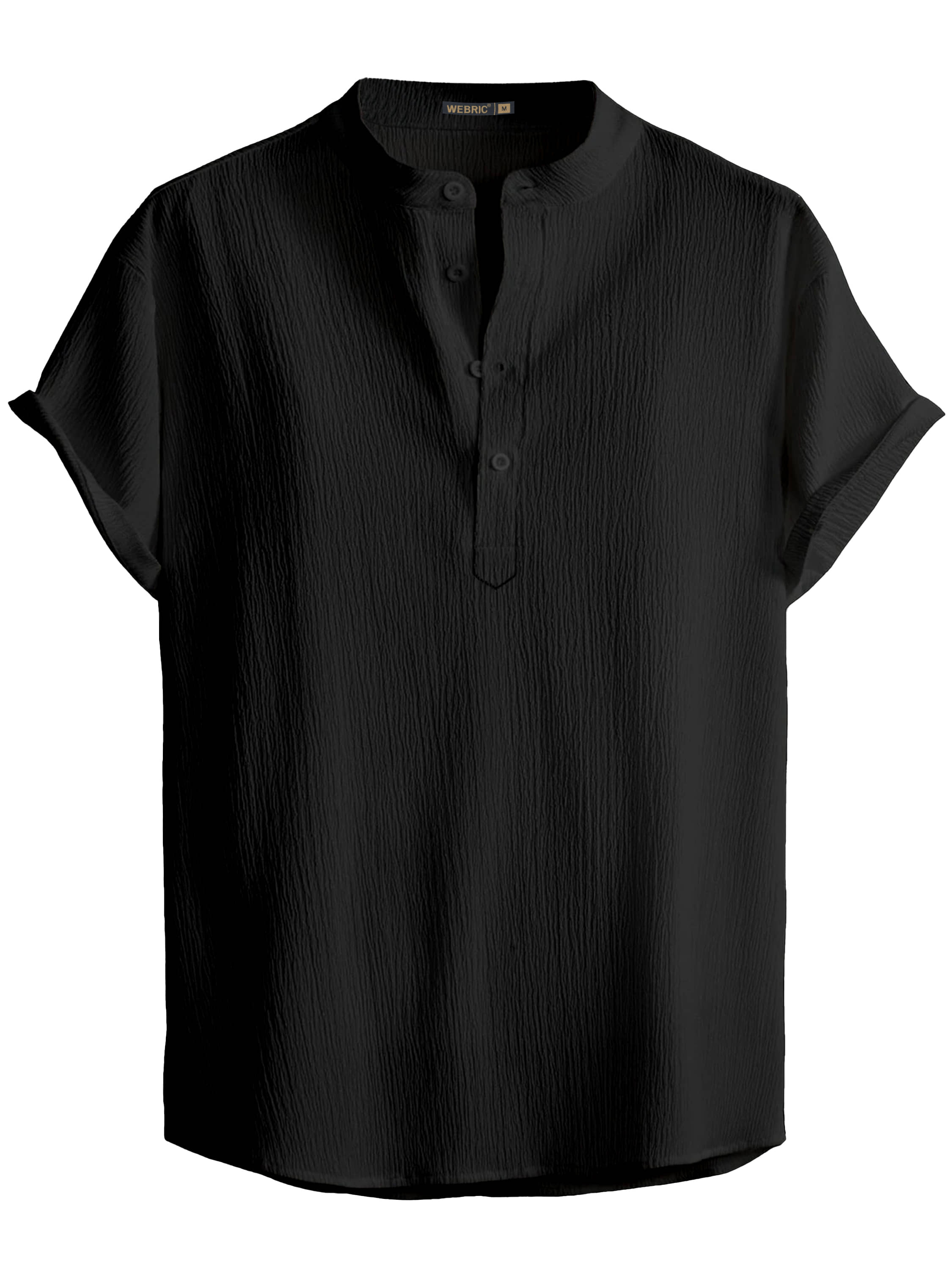 WEBRIC Poly Cotton Regular Fit Self Design Half Sleeves Men's Casual Shirt - Black ( Pack of 1 )