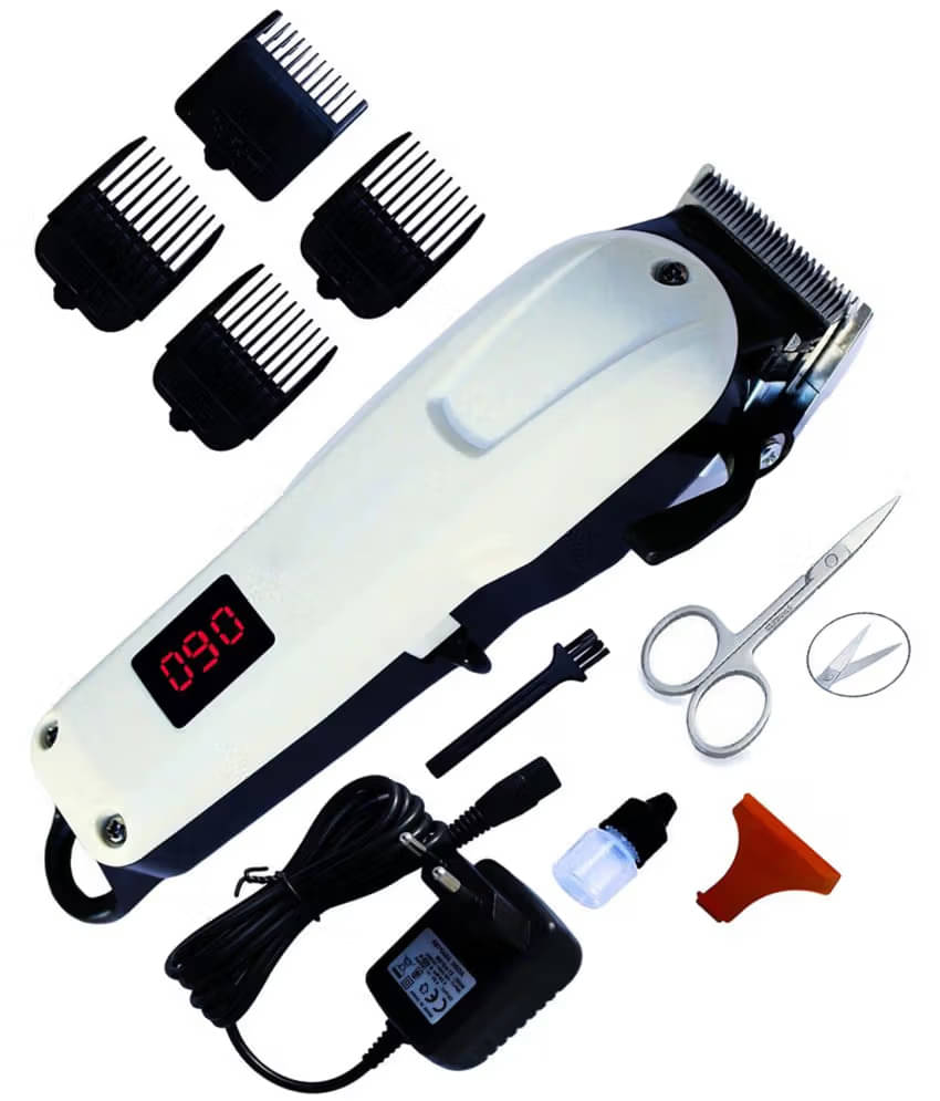 wagari LED DISPLAY TRIMMER White Cordless Beard Trimmer With 240 minutes Runtime wagari LED DISPLAY TRIMMER White Cordless Beard Trimmer With 240 minutes Runtime