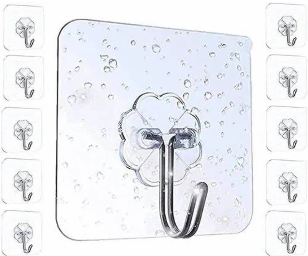 ADISON Sticker Hooks Pack of 10 Pcs Wall Sticker Hooks Can Hold Upto 2 Kgs