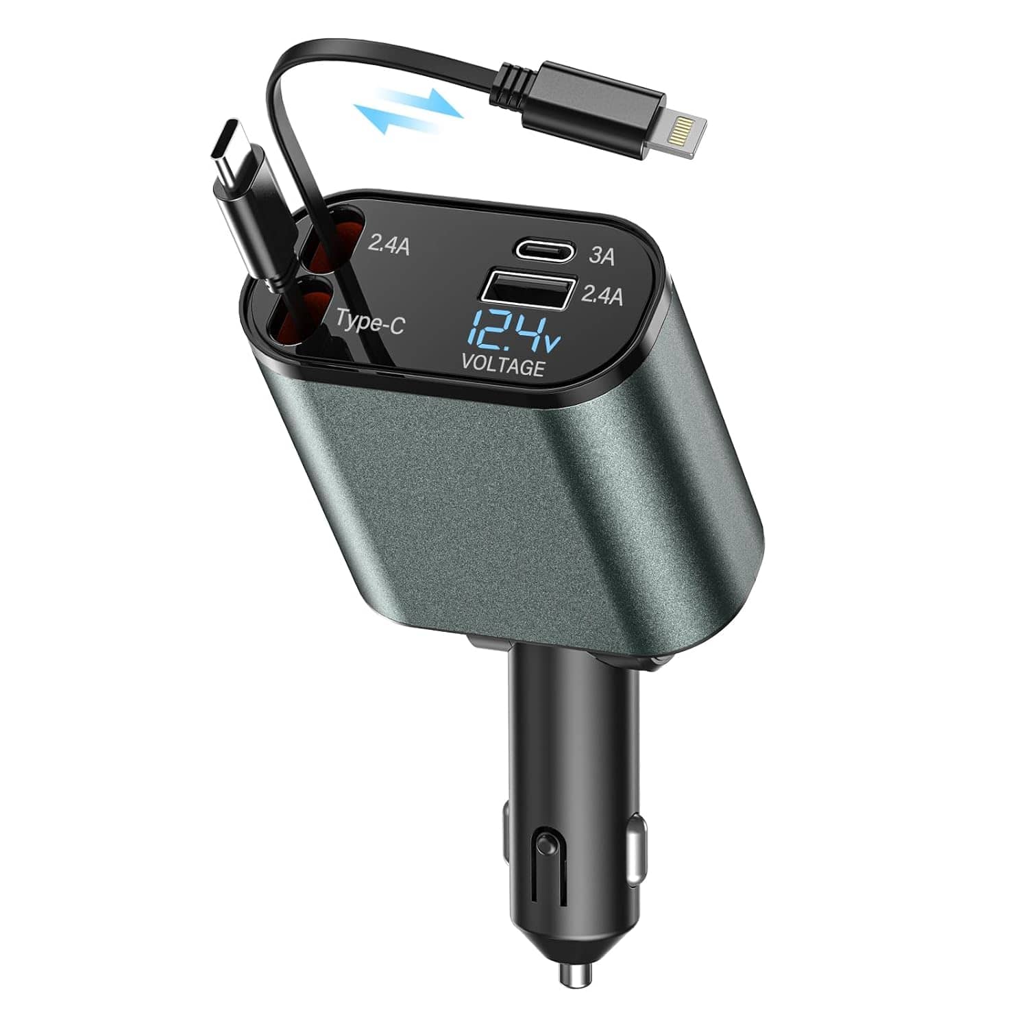 AKSMIT Car Mobile Charger Car Charger, 4 In Black