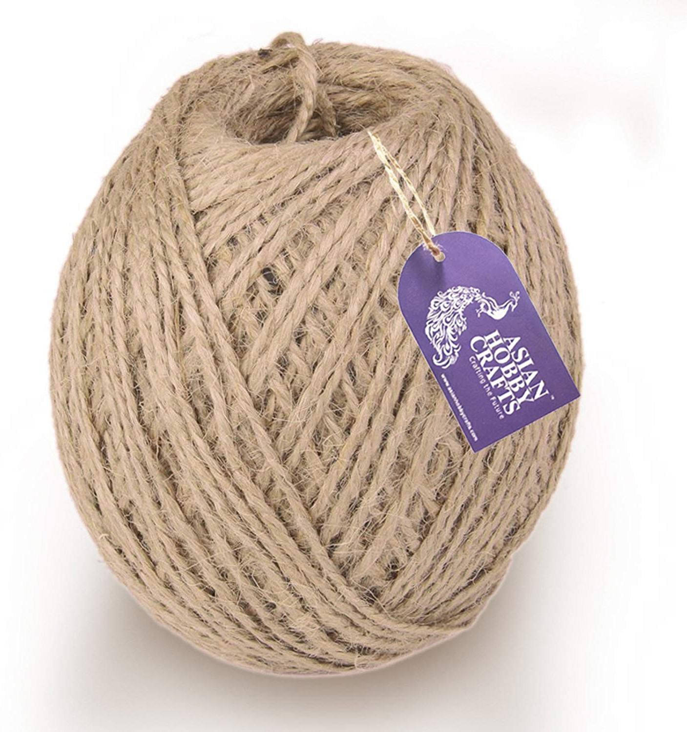     			ASIAN HOBBY CRAFTS Jute Thread Twine Cord,: Natural: (Thick: 2mm, Length: 120m)