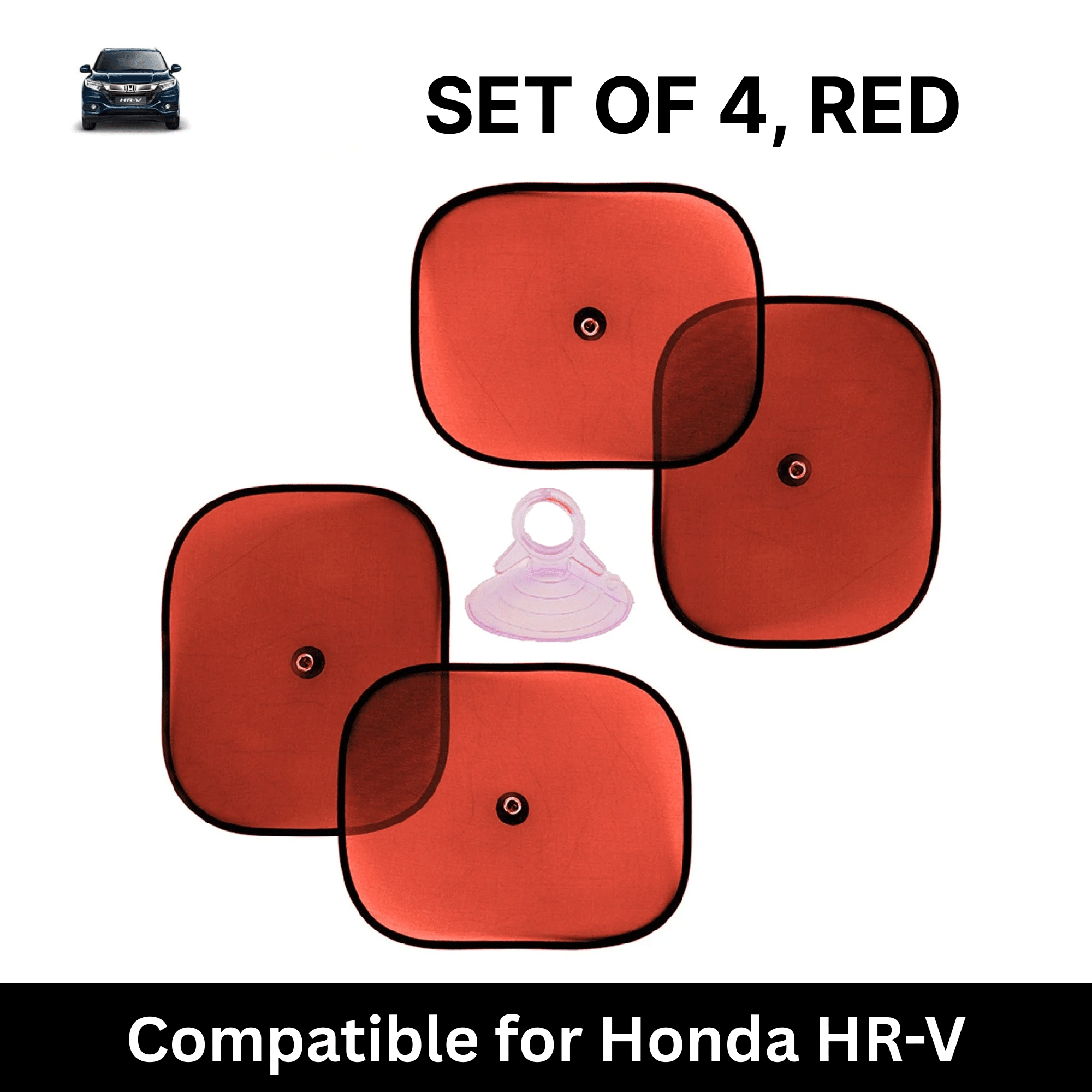 Car Sun Shade for Side Windows (Red, Set of 4) with vaccum Suction Cups for Honda HR-V Car Sun Shade for Side Windows (Red, Set of 4) with vaccum Suction Cups for Honda HR-V