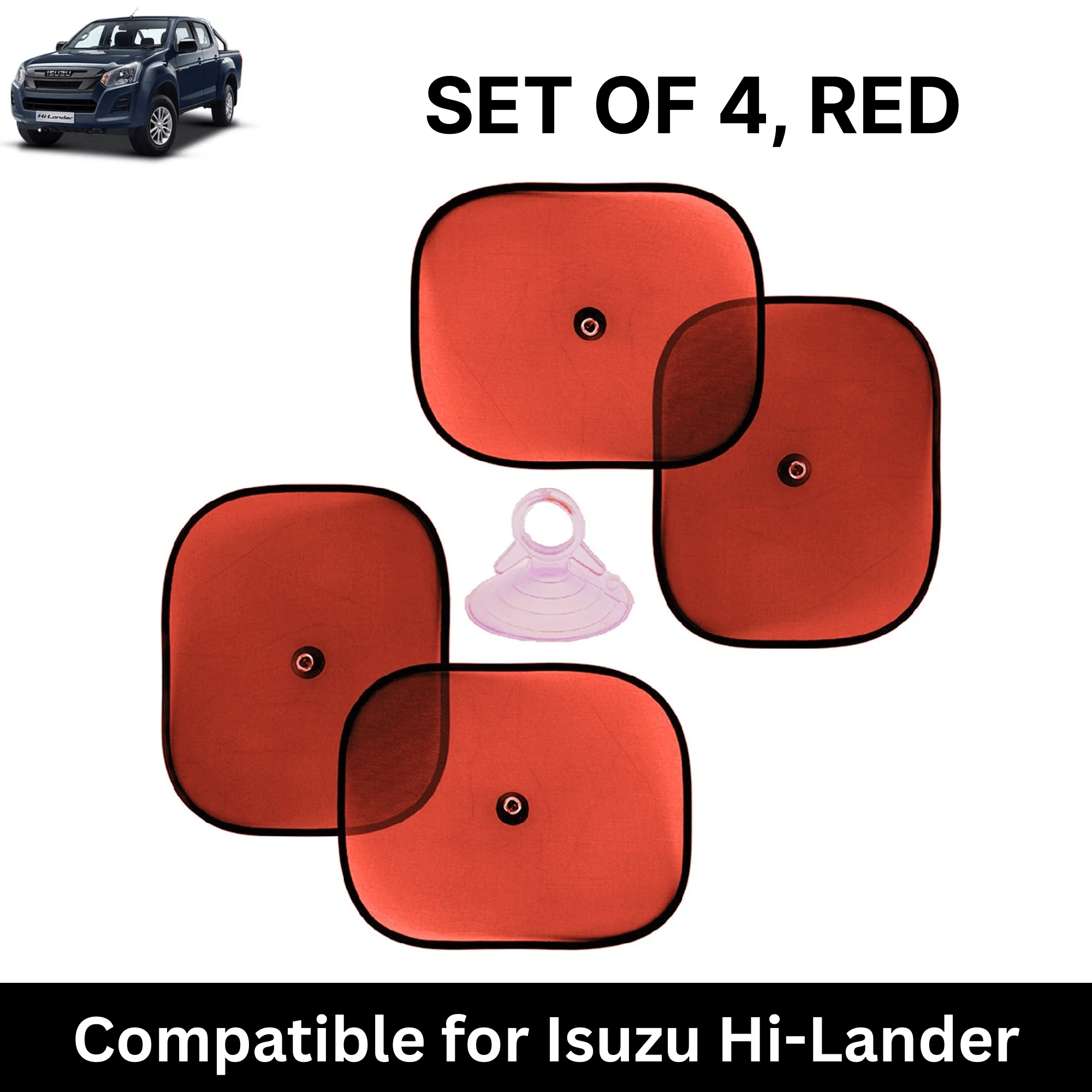 Car Sun Shade for Side Windows (Red, Set of 4) with vaccum Suction Cups for Isuzu Hi-Lander Car Sun Shade for Side Windows (Red, Set of 4) with vaccum Suction Cups for Isuzu Hi-Lander