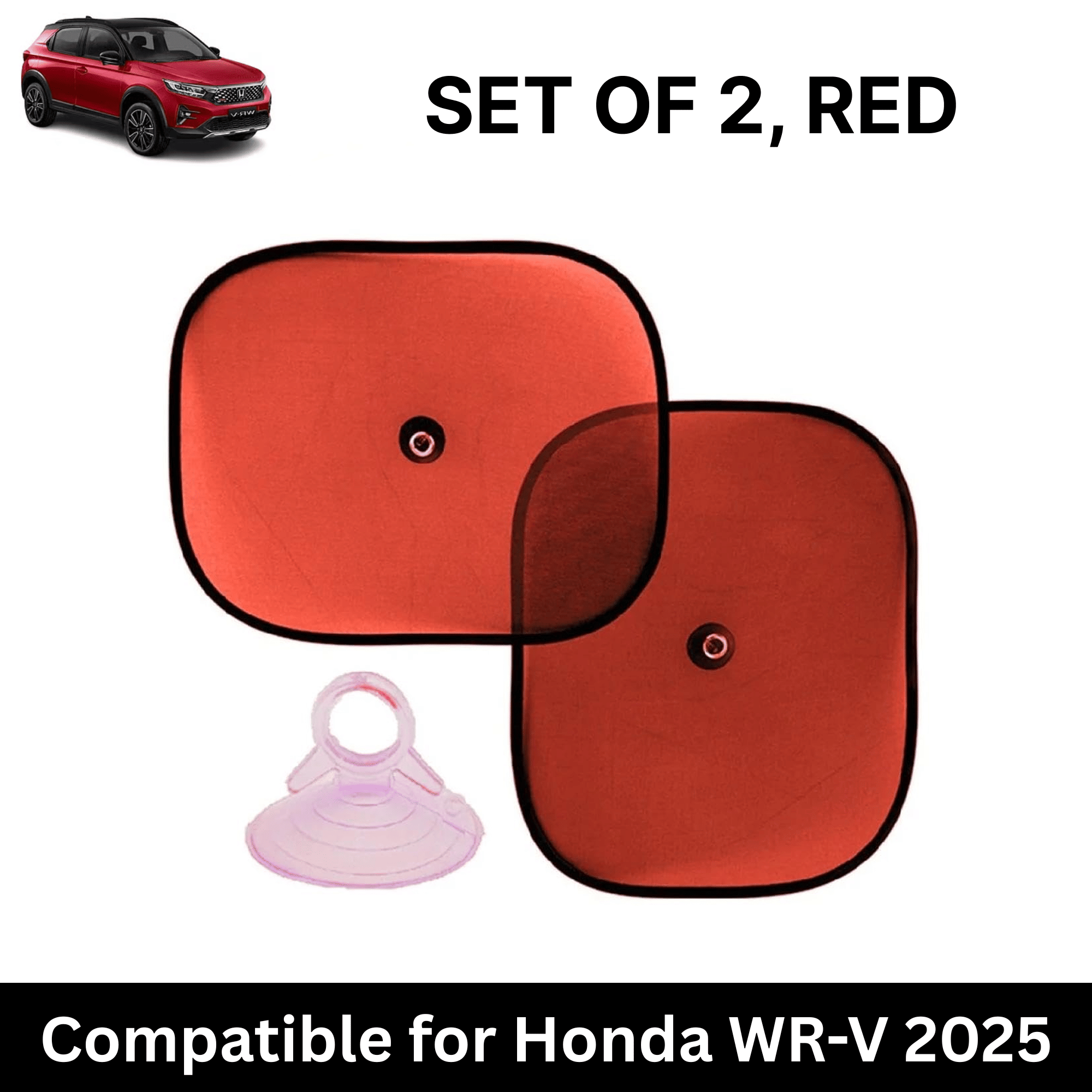 Car Sun Shade for Side Windows (Red, Set of 2) with vaccum Suction Cups for Honda WR-V 2025 Car Sun Shade for Side Windows (Red, Set of 2) with vaccum Suction Cups for Honda WR-V 2025