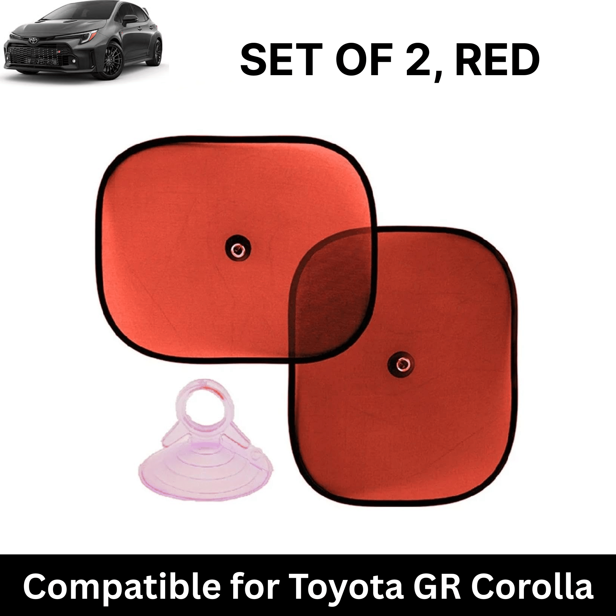 Car Sun Shade for Side Windows (Red, Set of 2) with vaccum Suction Cups for Toyota GR Corolla Car Sun Shade for Side Windows (Red, Set of 2) with vaccum Suction Cups for Toyota GR Corolla