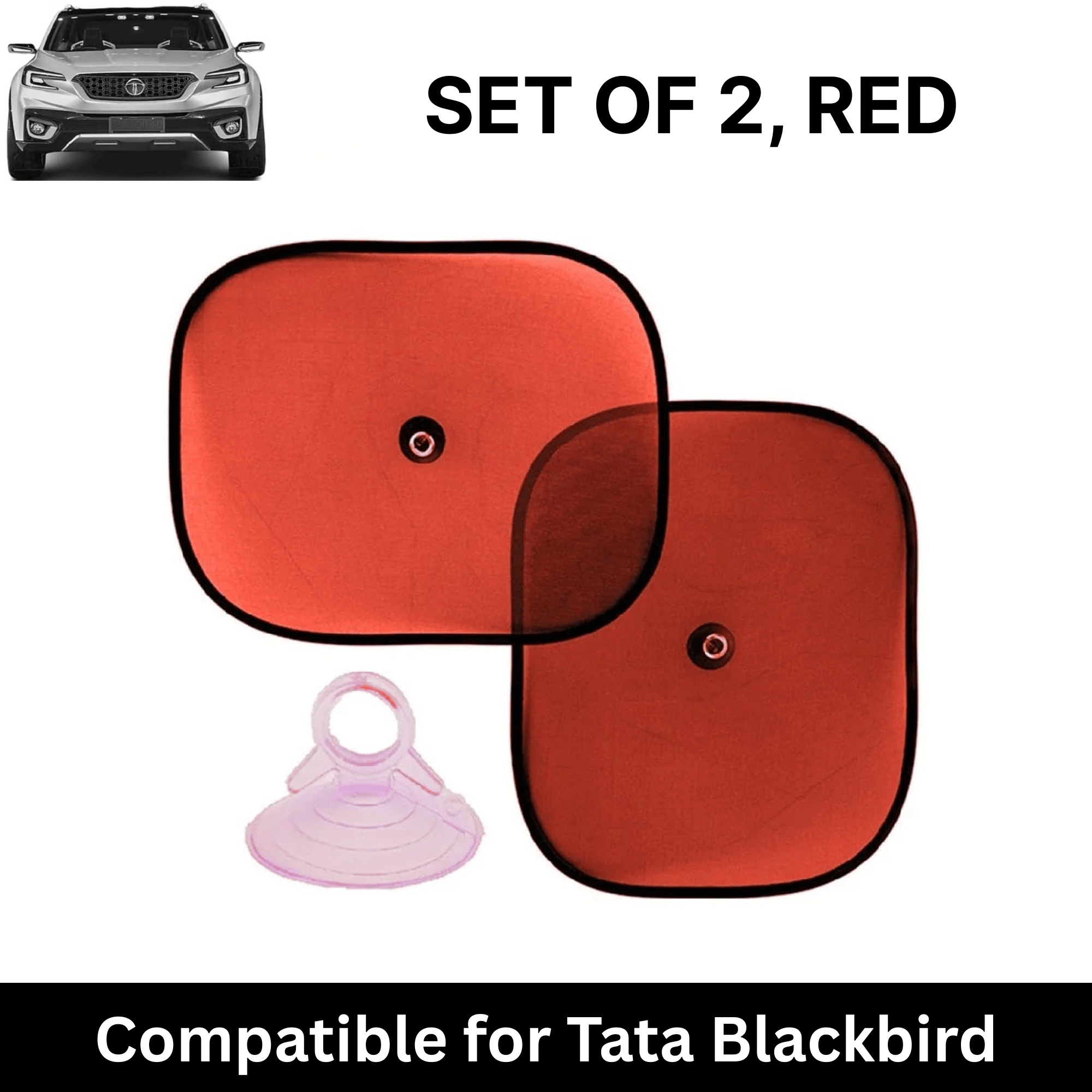 Car Sun Shade for Side Windows (Red, Set of 2) with vaccum Suction Cups for Tata Blackbird Car Sun Shade for Side Windows (Red, Set of 2) with vaccum Suction Cups for Tata Blackbird