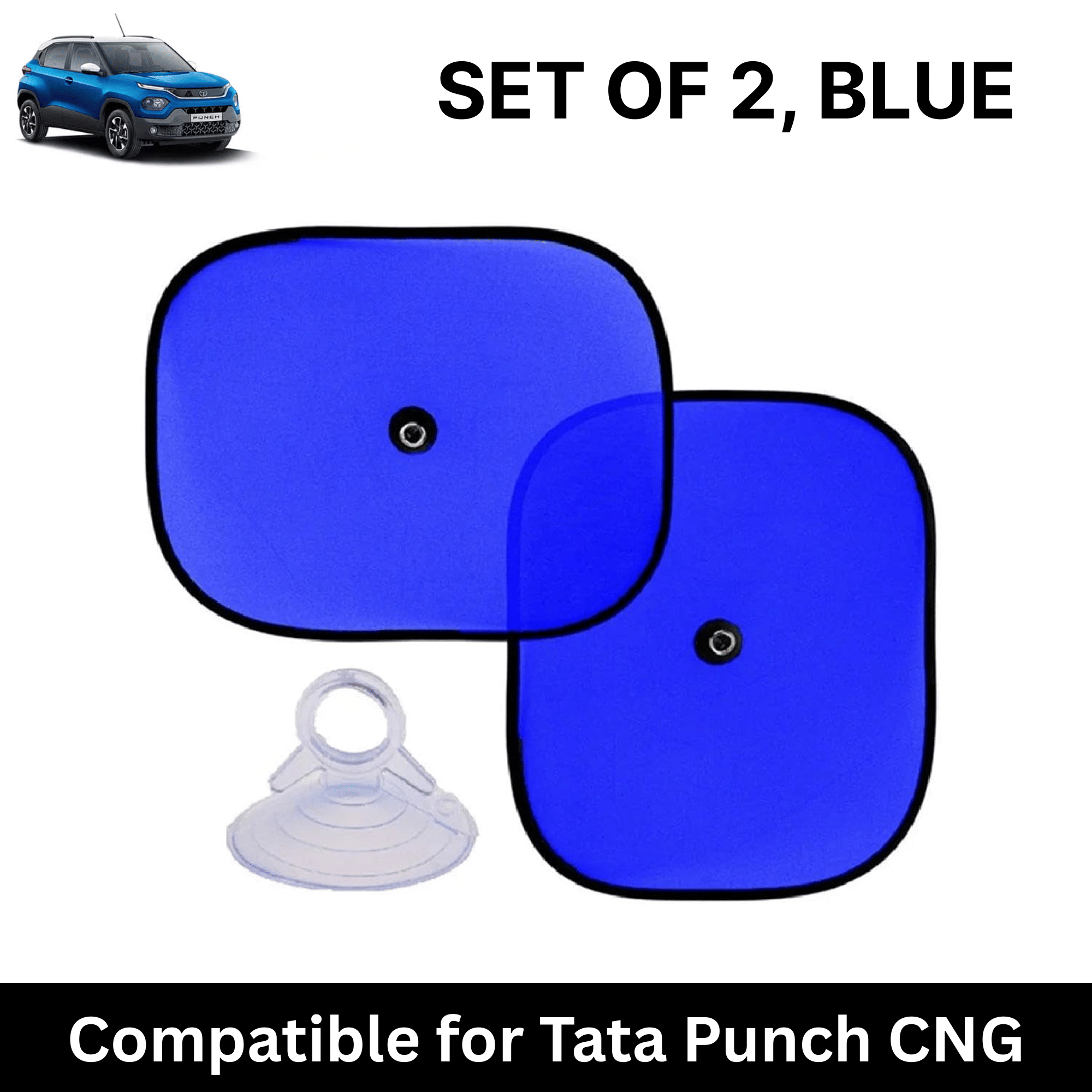 Car Sun Shade for Side Windows (Blue, Set of 2) with vaccum Suction Cups for Tata Punch CNG Car Sun Shade for Side Windows (Blue, Set of 2) with vaccum Suction Cups for Tata Punch CNG