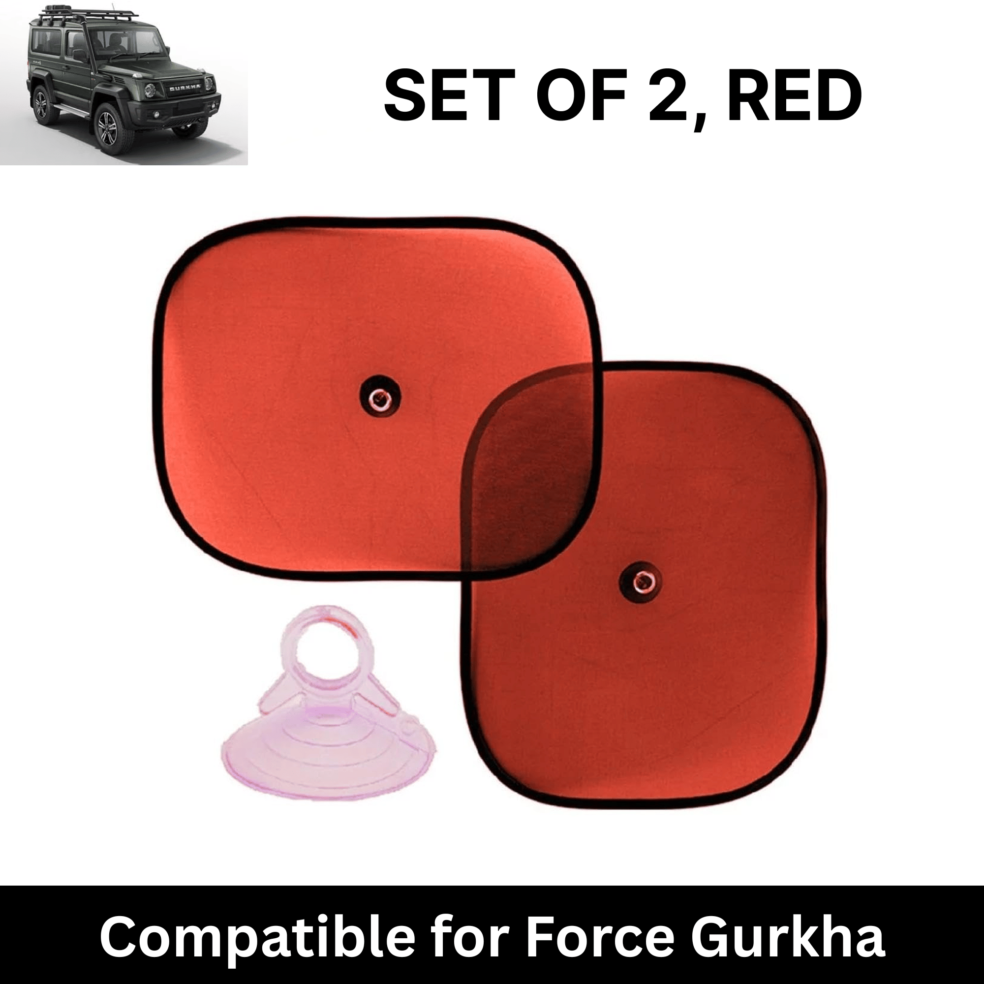    			Car Sun Shade for Side Windows (Red, Set of 2) with vaccum Suction Cups for Force Gurkha