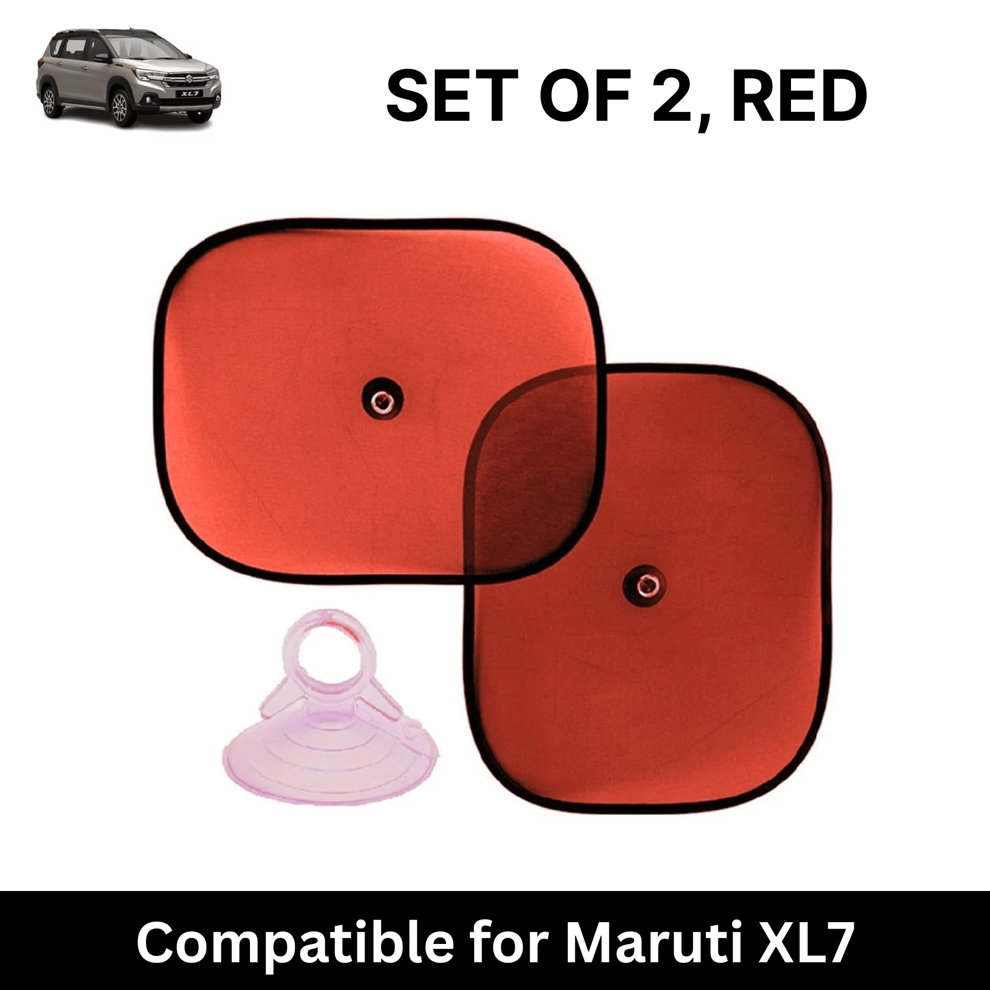 Car Sun Shade for Side Windows (Red, Set of 2) with vaccum Suction Cups for Maruti XL7 Car Sun Shade for Side Windows (Red, Set of 2) with vaccum Suction Cups for Maruti XL7