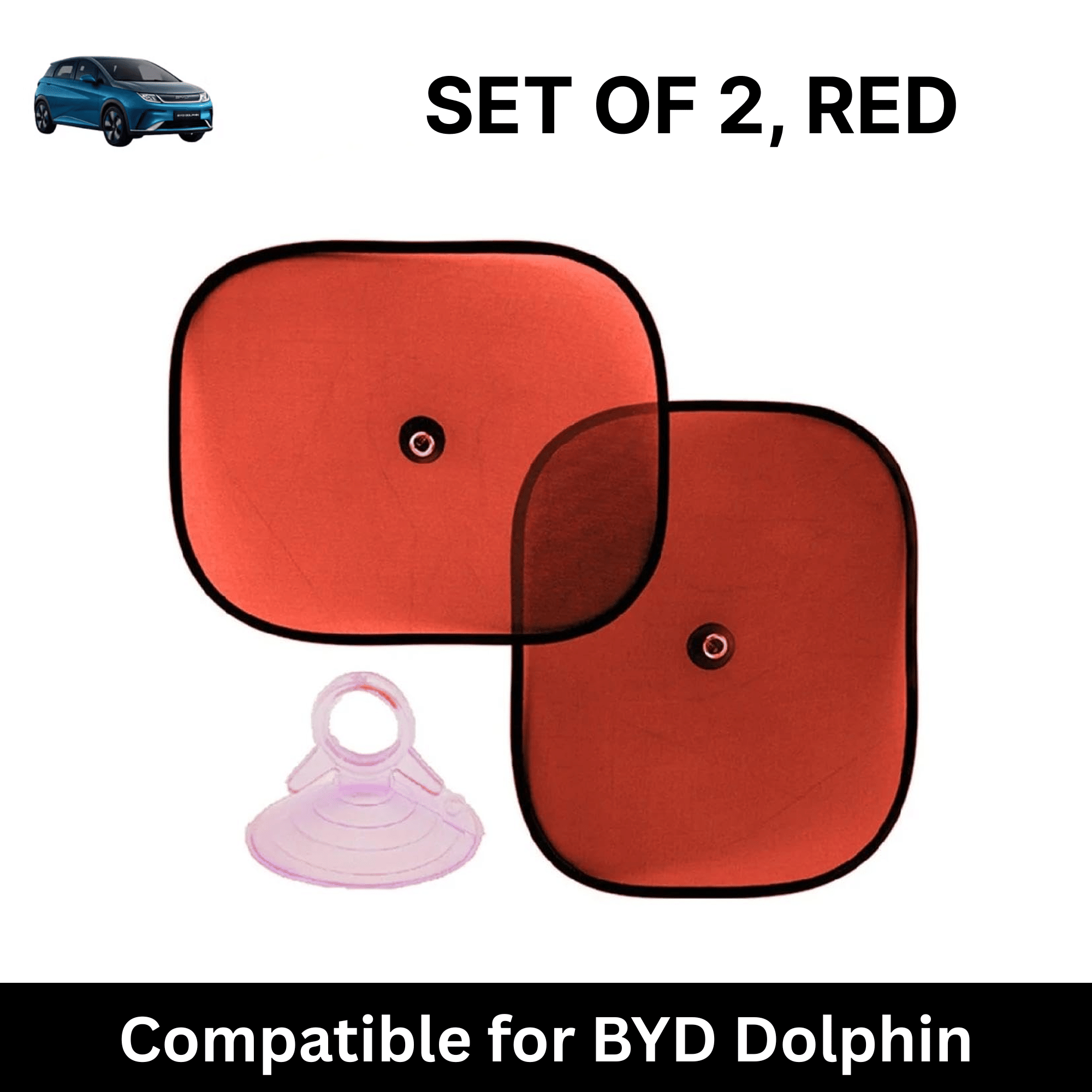 Car Sun Shade for Side Windows (Red, Set of 2) with vaccum Suction Cups for BYD Dolphin Car Sun Shade for Side Windows (Red, Set of 2) with vaccum Suction Cups for BYD Dolphin