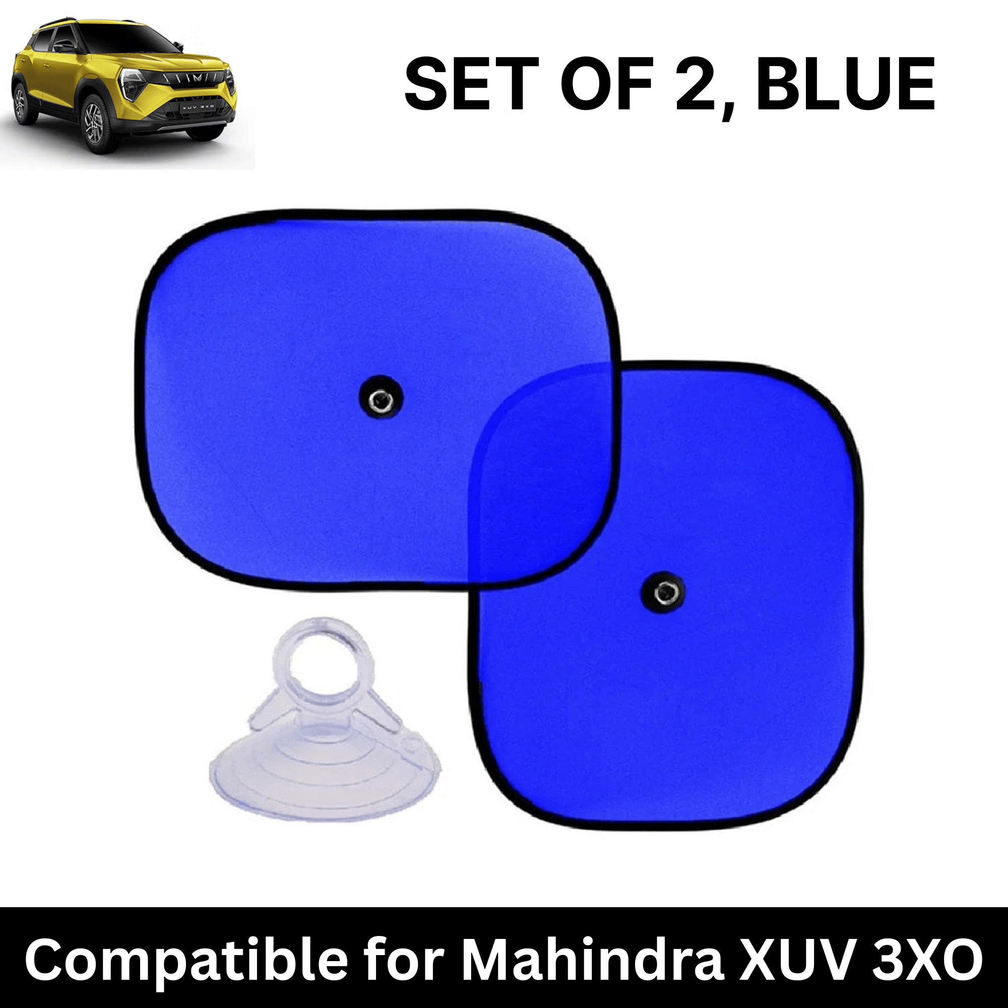 Car Sun Shade for Side Windows (Blue, Set of 2) with vaccum Suction Cups for Mahindra XUV 3XO Car Sun Shade for Side Windows (Blue, Set of 2) with vaccum Suction Cups for Mahindra XUV 3XO