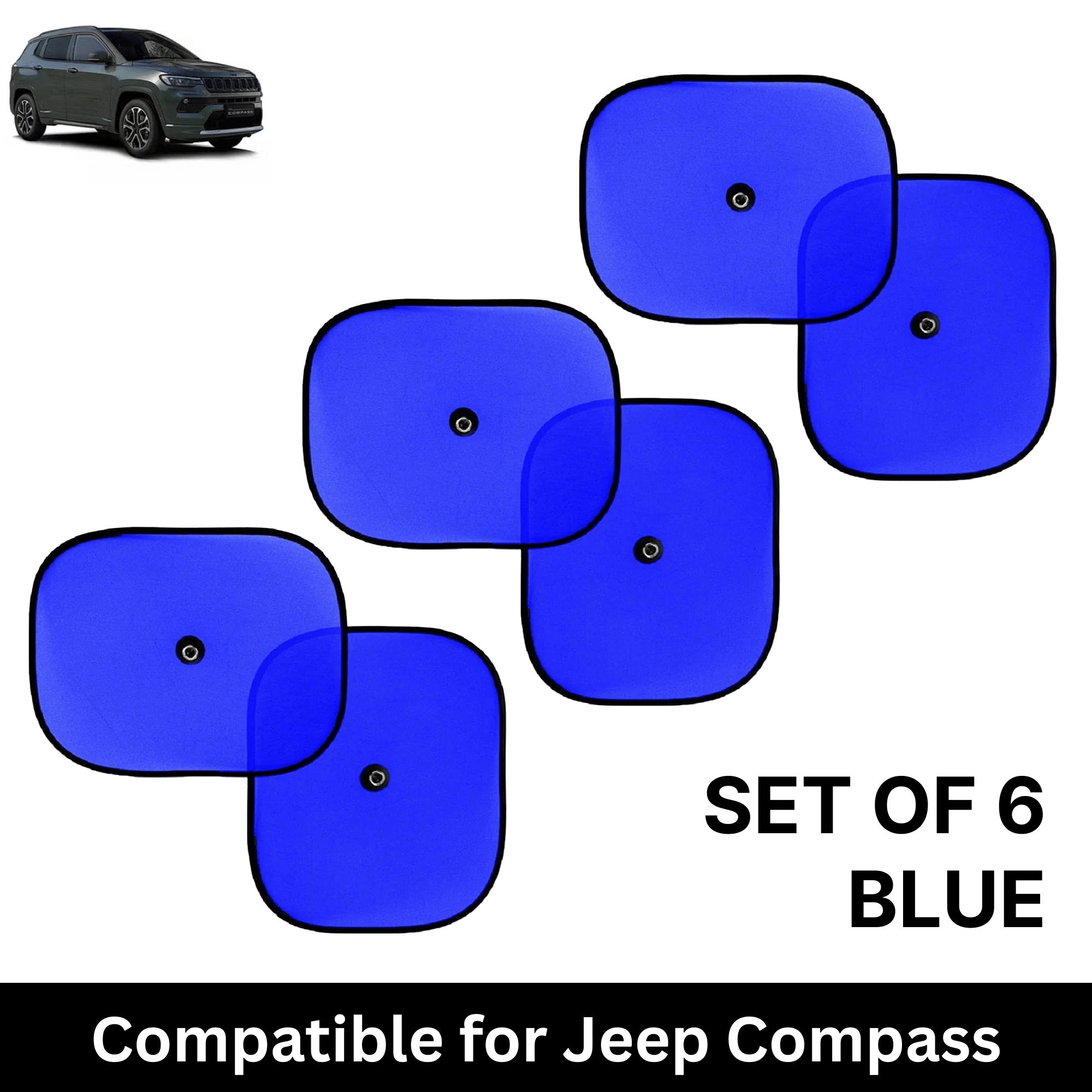 Car Sun Shade for Side Windows (Blue, Set of 6) with vaccum Suction Cups for Jeep Compass Car Sun Shade for Side Windows (Blue, Set of 6) with vaccum Suction Cups for Jeep Compass