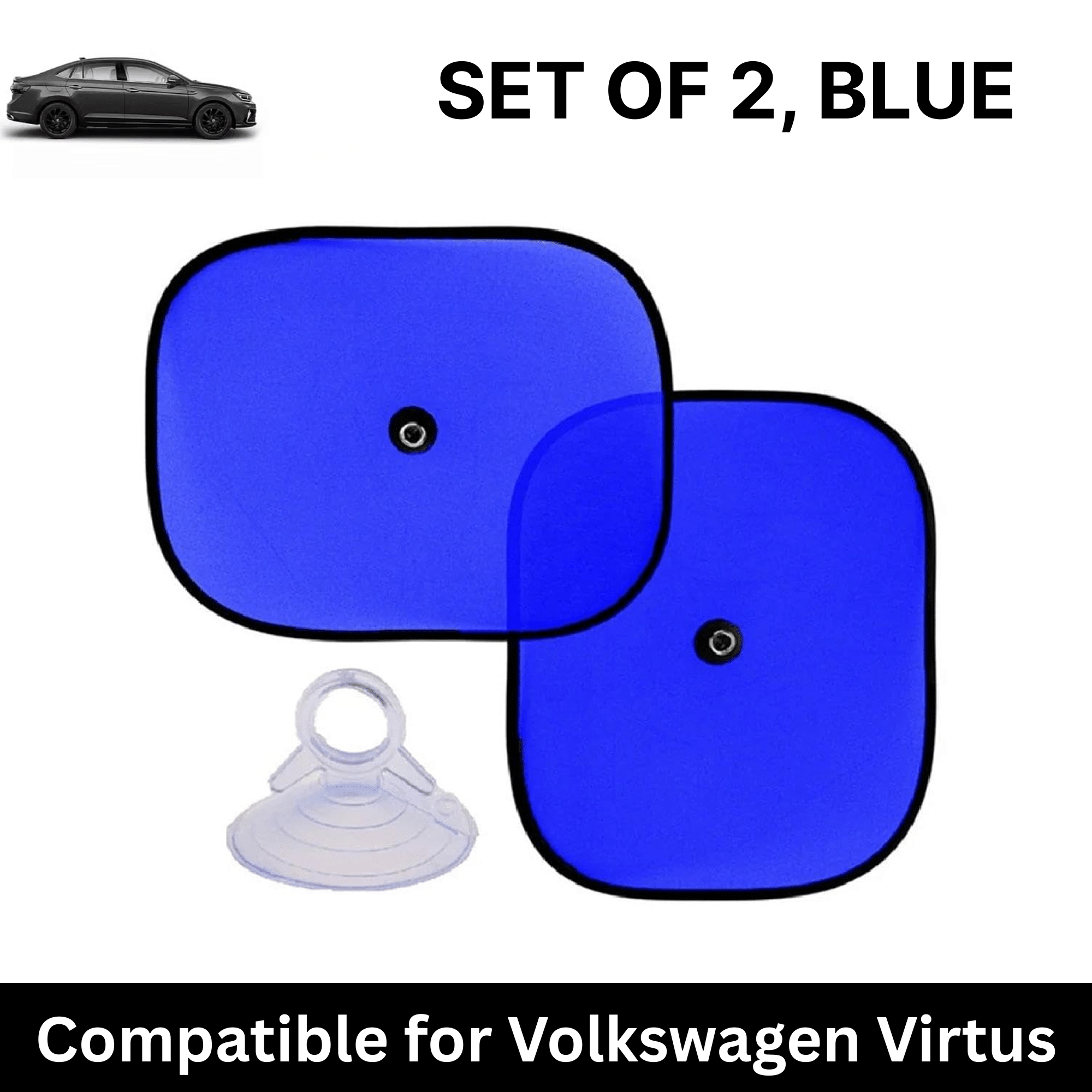 Car Sun Shade for Side Windows (Blue, Set of 2) with vaccum Suction Cups for Volkswagen Virtus Car Sun Shade for Side Windows (Blue, Set of 2) with vaccum Suction Cups for Volkswagen Virtus