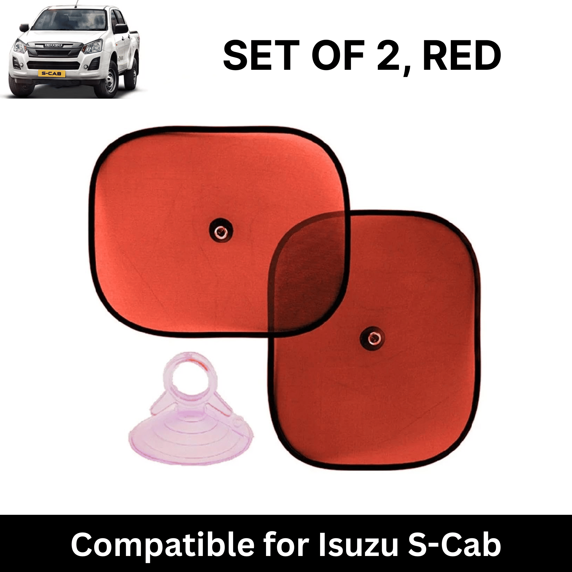 Car Sun Shade for Side Windows (Red, Set of 2) with vaccum Suction Cups for Isuzu S-Cab Car Sun Shade for Side Windows (Red, Set of 2) with vaccum Suction Cups for Isuzu S-Cab