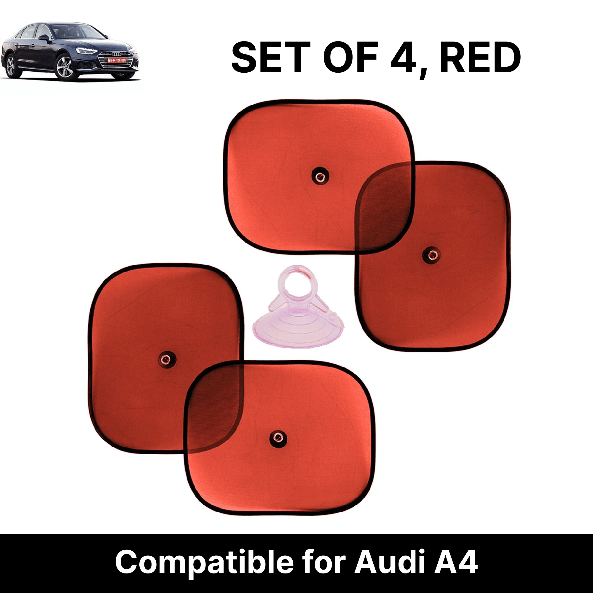 Car Sun Shade for Side Windows (Red, Set of 4) with vaccum Suction Cups for Audi A4 Car Sun Shade for Side Windows (Red, Set of 4) with vaccum Suction Cups for Audi A4