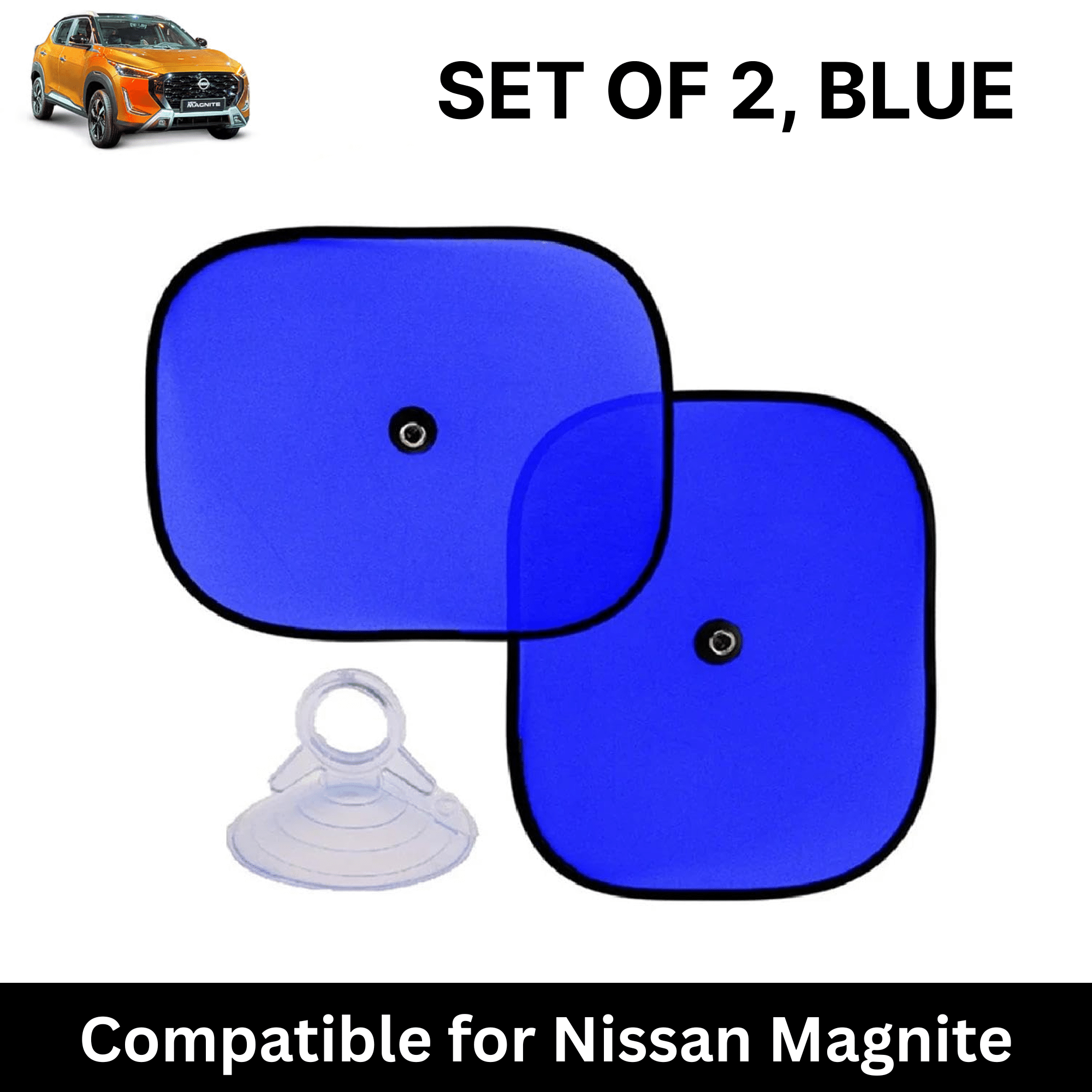 Car Sun Shade for Side Windows (Blue, Set of 2) with vaccum Suction Cups for Nissan Magnite Car Sun Shade for Side Windows (Blue, Set of 2) with vaccum Suction Cups for Nissan Magnite