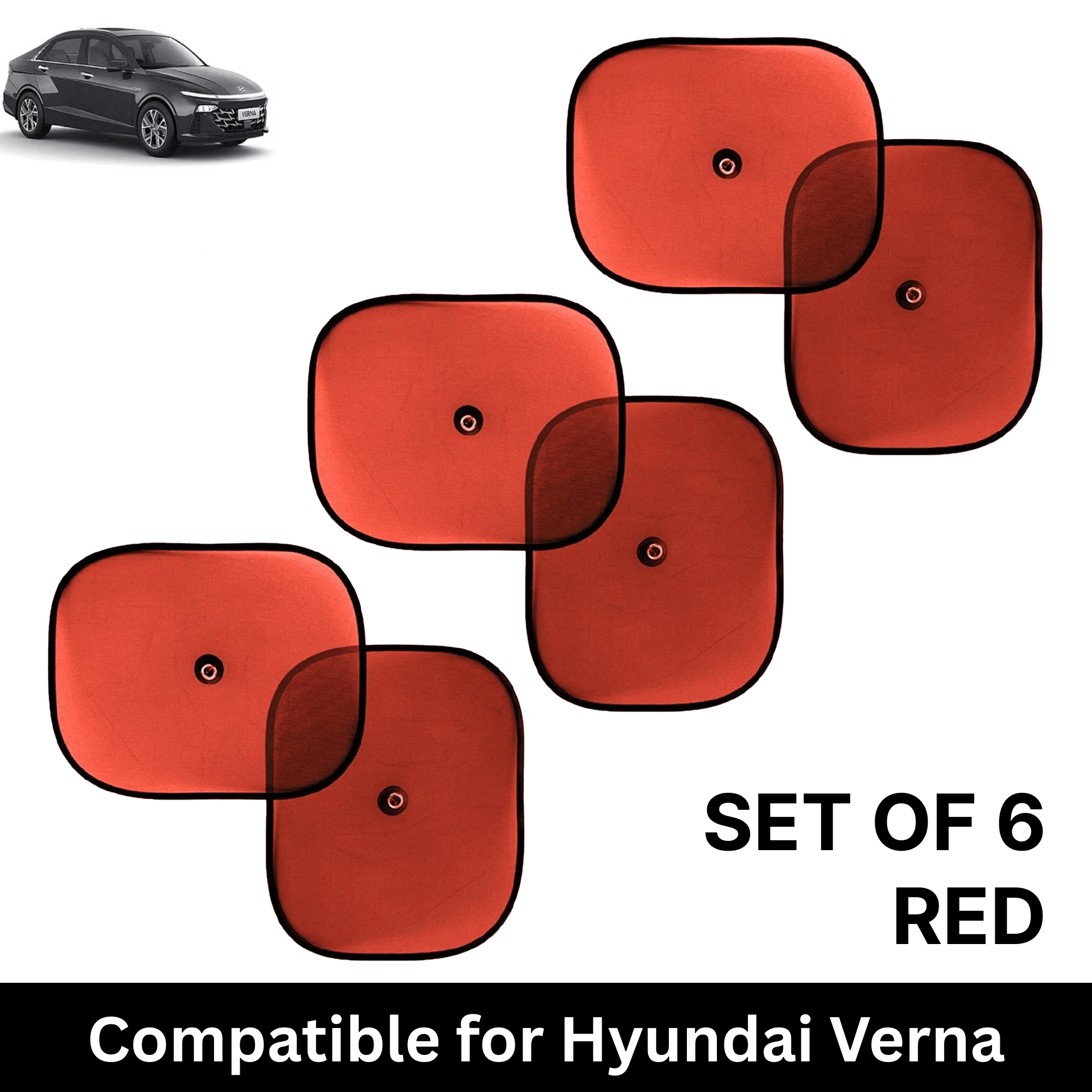 Car Sun Shade for Side Windows (Red, Set of 6) with vaccum Suction Cups for Hyundai Verna Car Sun Shade for Side Windows (Red, Set of 6) with vaccum Suction Cups for Hyundai Verna