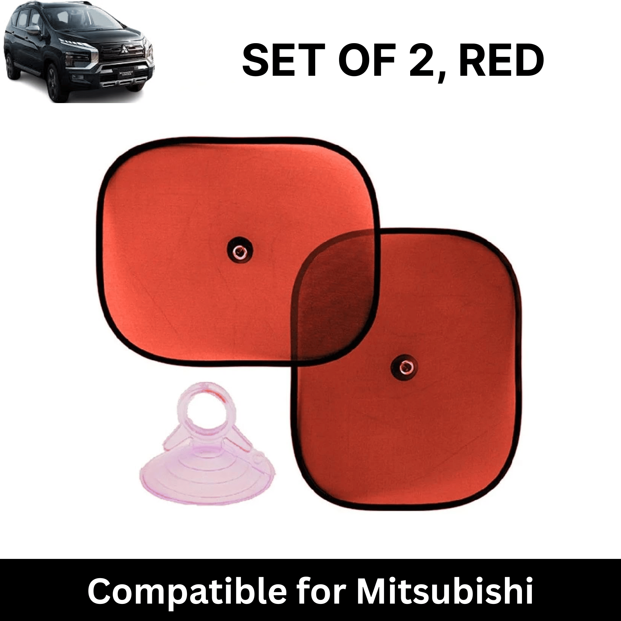     			Car Sun Shade for Side Windows (Red, Set of 2) with vaccum Suction Cups for Mitsubishi Xpander 2025