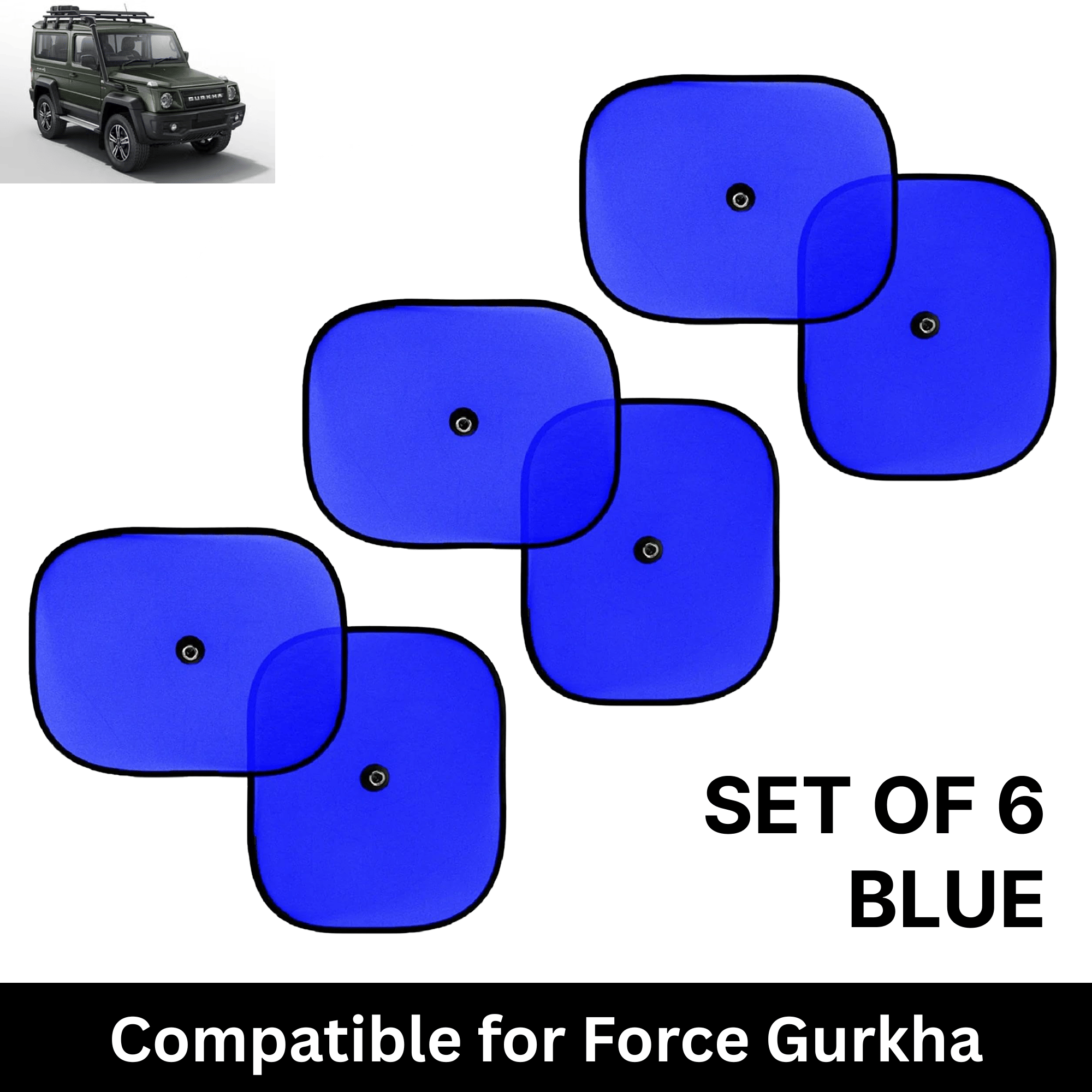 Car Sun Shade for Side Windows (Blue, Set of 6) with vaccum Suction Cups for Force Gurkha Car Sun Shade for Side Windows (Blue, Set of 6) with vaccum Suction Cups for Force Gurkha