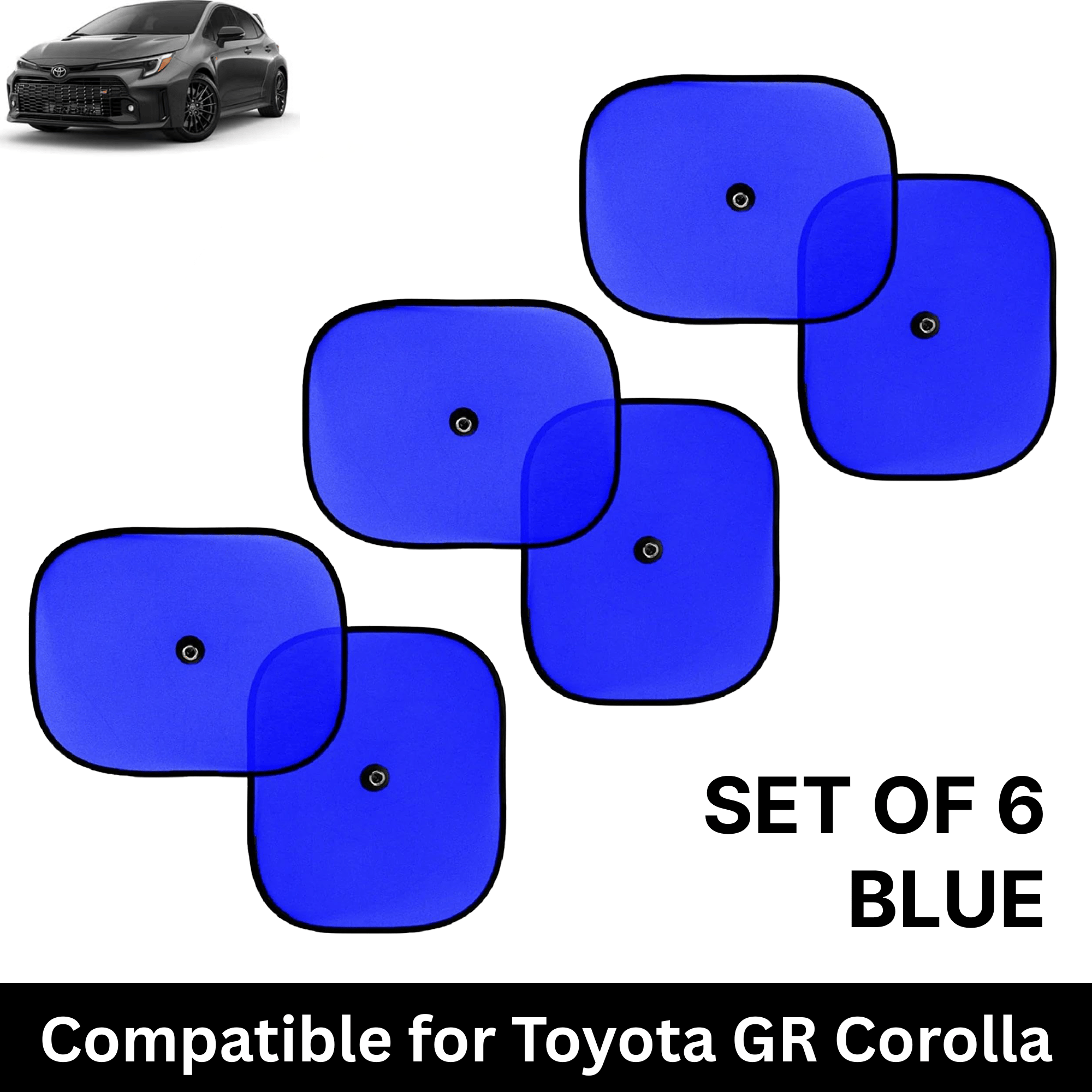     			Car Sun Shade for Side Windows (Blue, Set of 6) with vaccum Suction Cups for Toyota GR Corolla