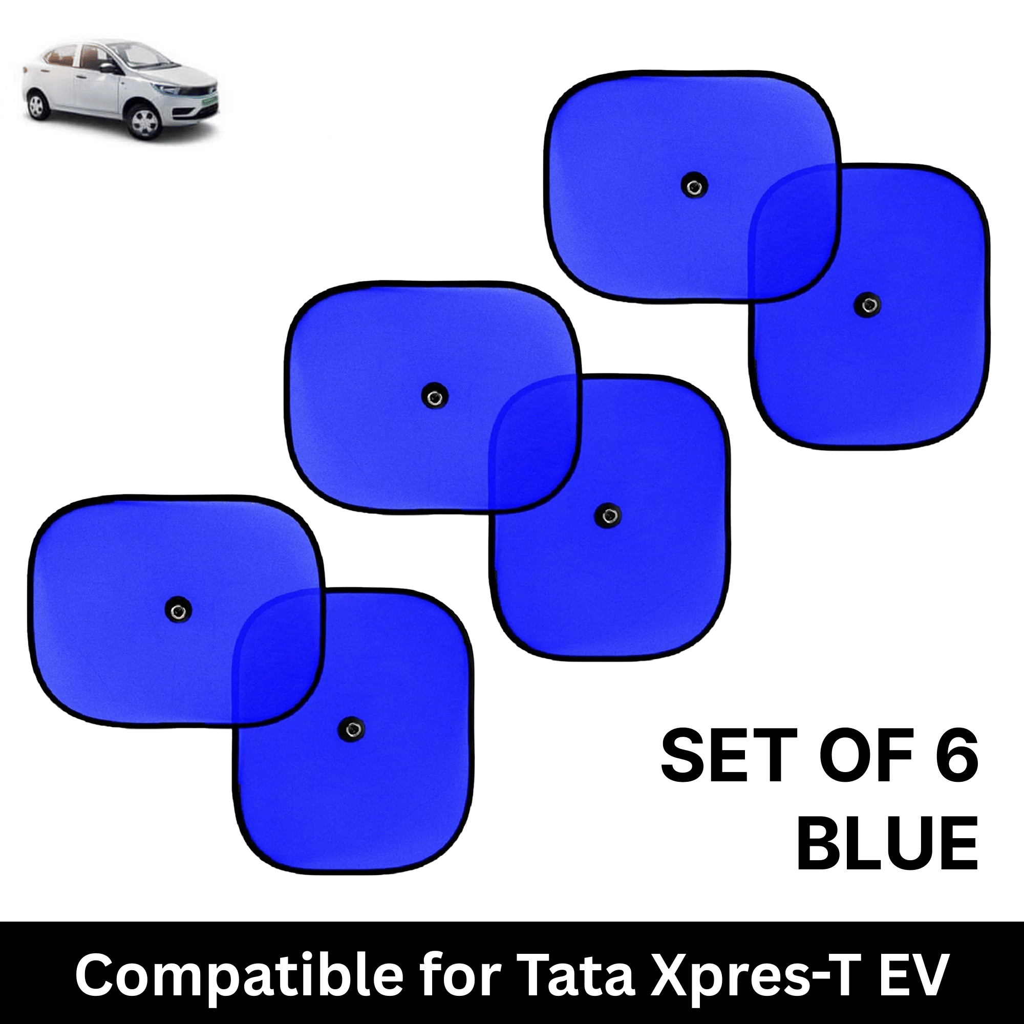 Car Sun Shade for Side Windows (Blue, Set of 6) with vaccum Suction Cups for Tata Xpres-T EV Car Sun Shade for Side Windows (Blue, Set of 6) with vaccum Suction Cups for Tata Xpres-T EV