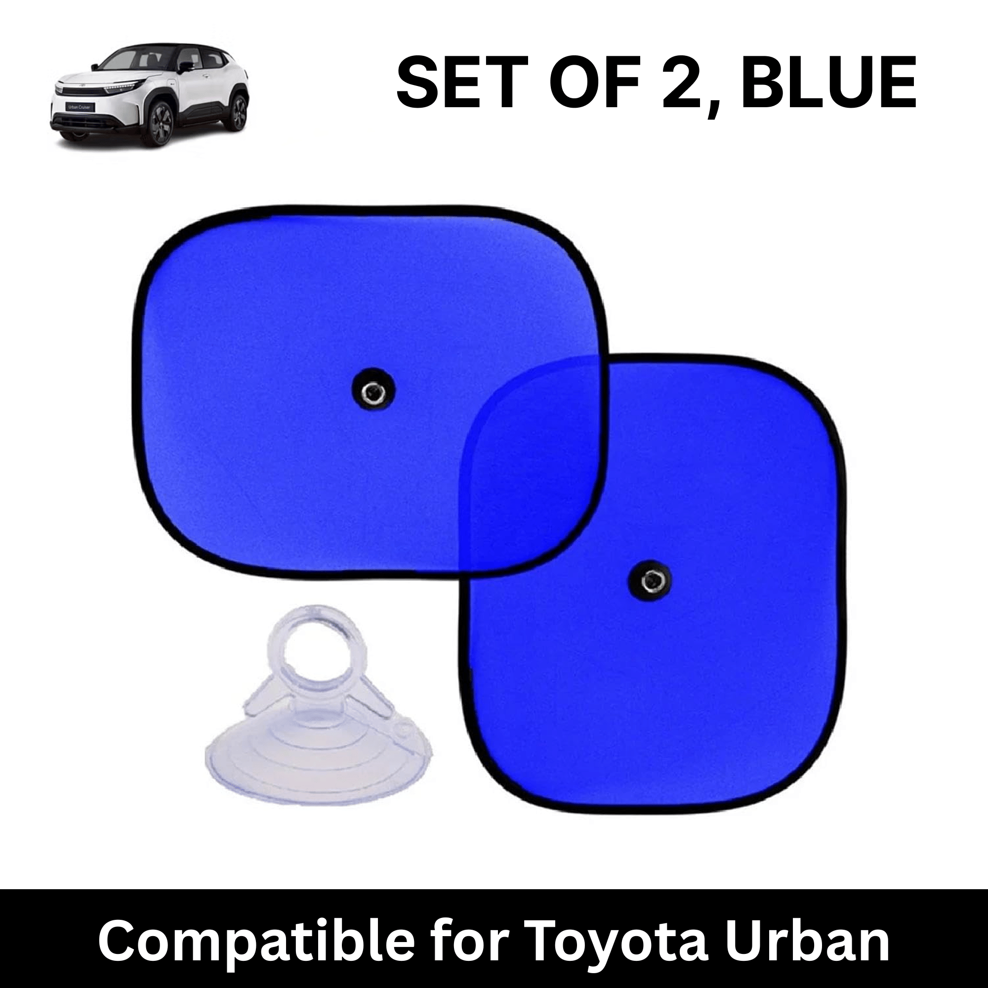     			Car Sun Shade for Side Windows (Blue, Set of 2) with vaccum Suction Cups for Toyota Urban Cruiser EV
