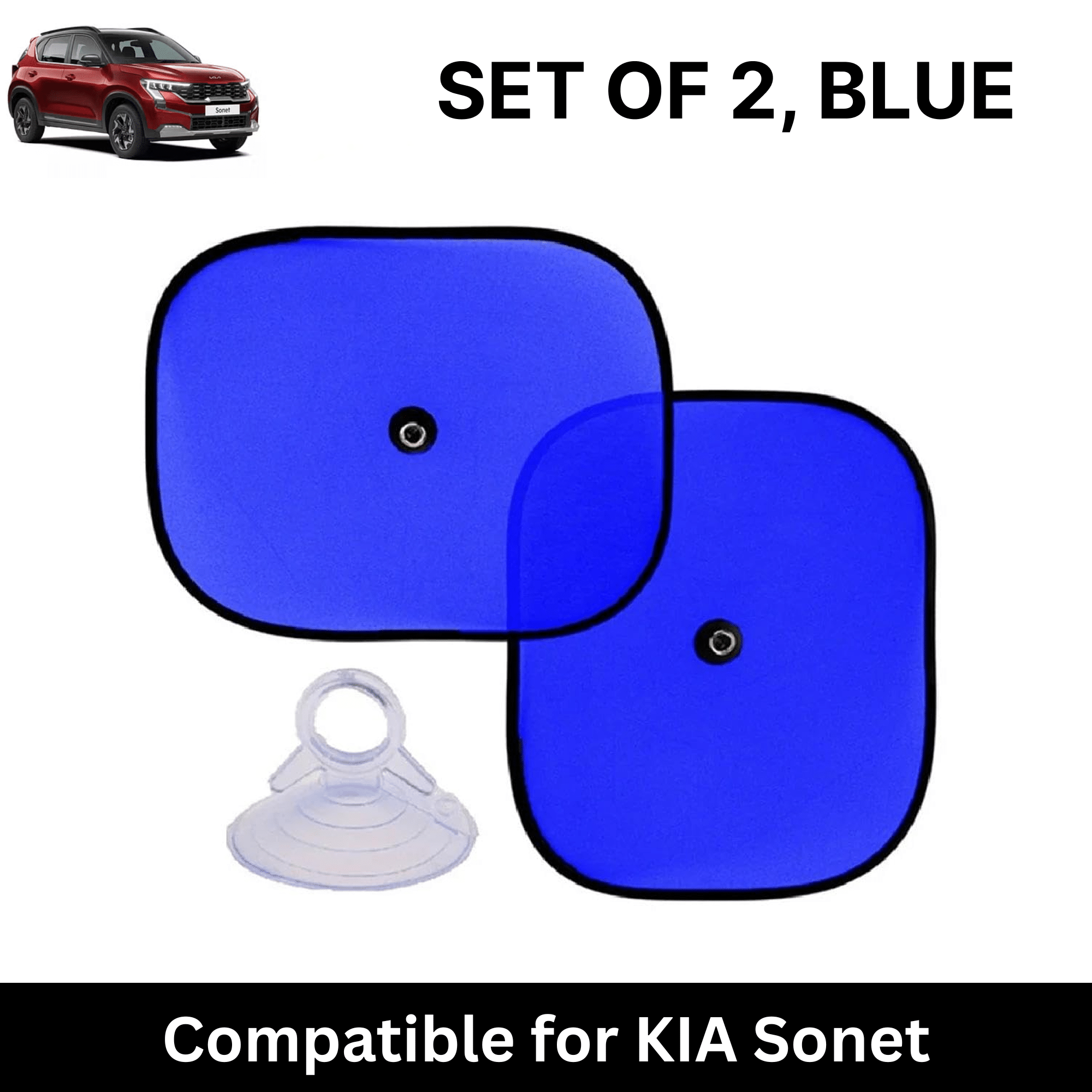     			Car Sun Shade for Side Windows (Blue, Set of 2) with vaccum Suction Cups for KIA Sonet
