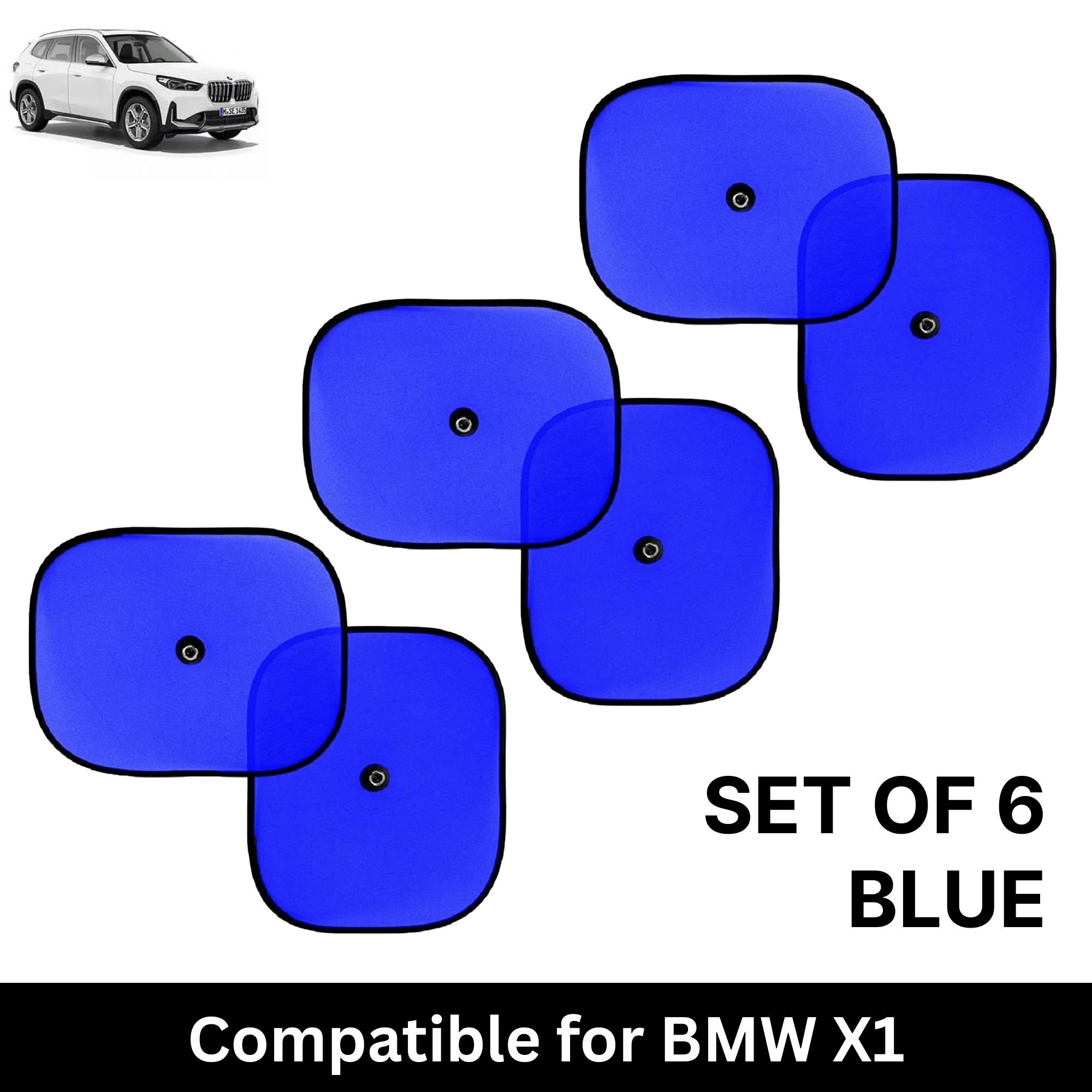 Car Sun Shade for Side Windows (Blue, Set of 6) with vaccum Suction Cups for BMW X1 Car Sun Shade for Side Windows (Blue, Set of 6) with vaccum Suction Cups for BMW X1