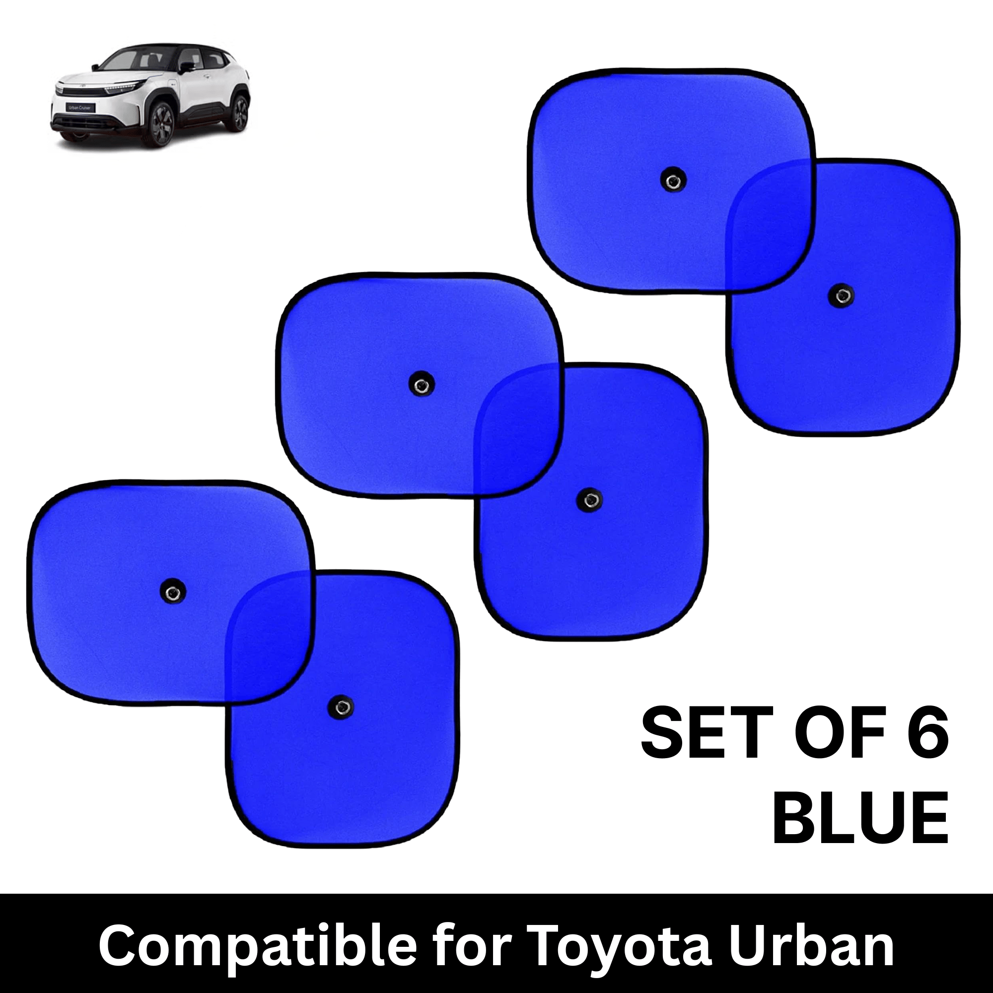 Car Sun Shade for Side Windows (Blue, Set of 6) with vaccum Suction Cups for Toyota Urban Cruiser EV Car Sun Shade for Side Windows (Blue, Set of 6) with vaccum Suction Cups for Toyota Urban Cruiser EV