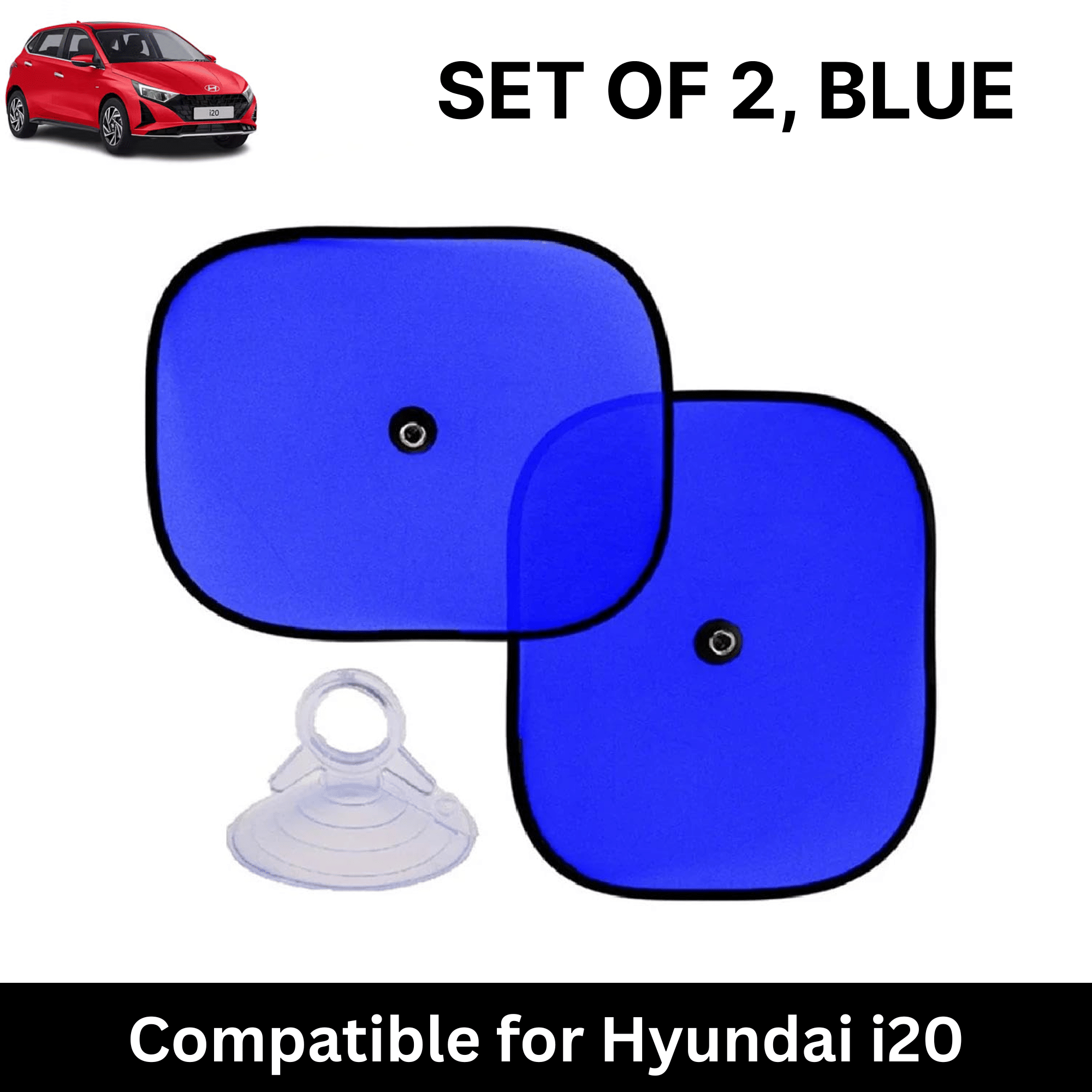 Car Sun Shade for Side Windows (Blue, Set of 2) with vaccum Suction Cups for Hyundai i20 Car Sun Shade for Side Windows (Blue, Set of 2) with vaccum Suction Cups for Hyundai i20