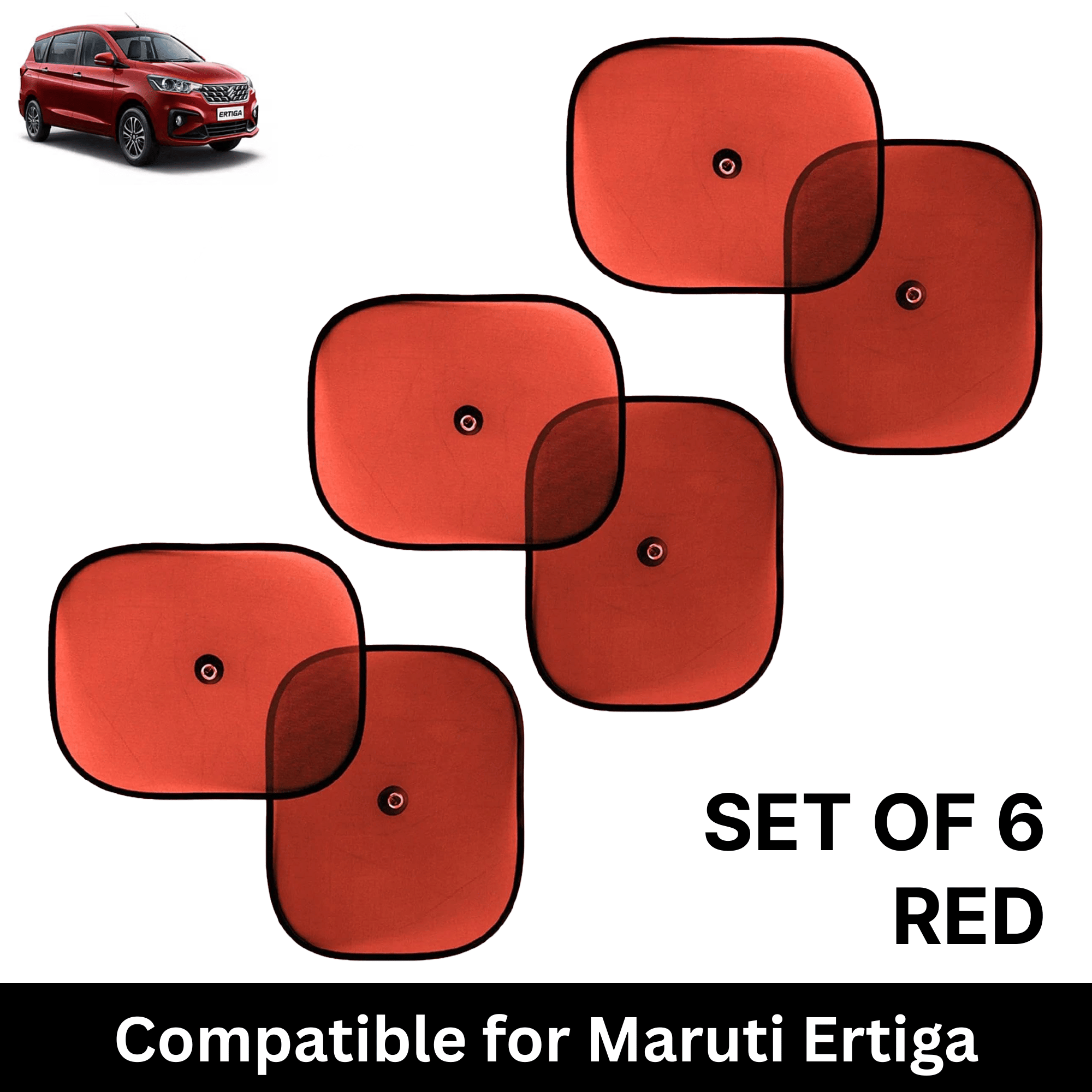 Car Sun Shade for Side Windows (Red, Set of 6) with vaccum Suction Cups for Maruti Ertiga Car Sun Shade for Side Windows (Red, Set of 6) with vaccum Suction Cups for Maruti Ertiga