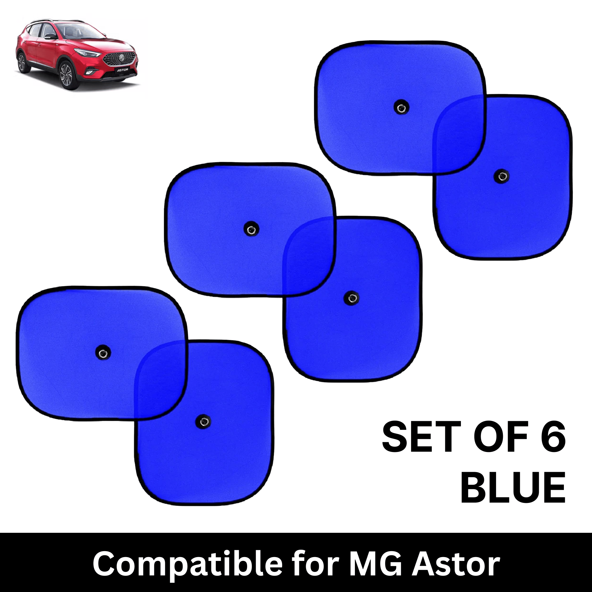     			Car Sun Shade for Side Windows (Blue, Set of 6) with vaccum Suction Cups for MG Astor