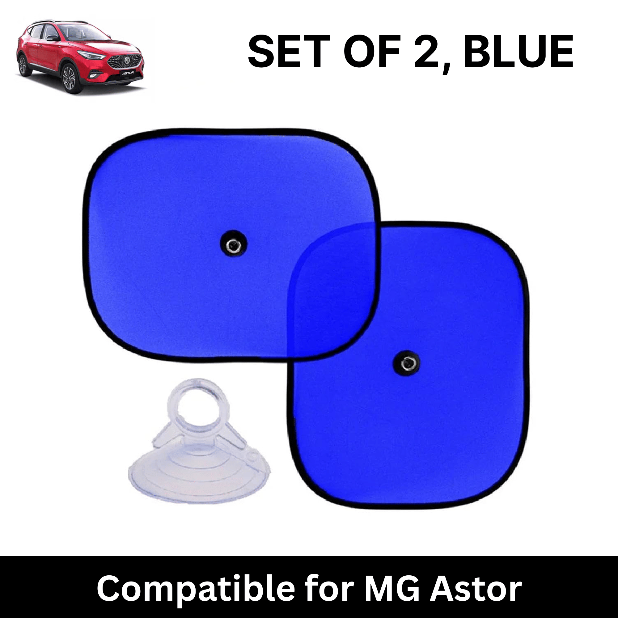     			Car Sun Shade for Side Windows (Blue, Set of 2) with vaccum Suction Cups for MG Astor