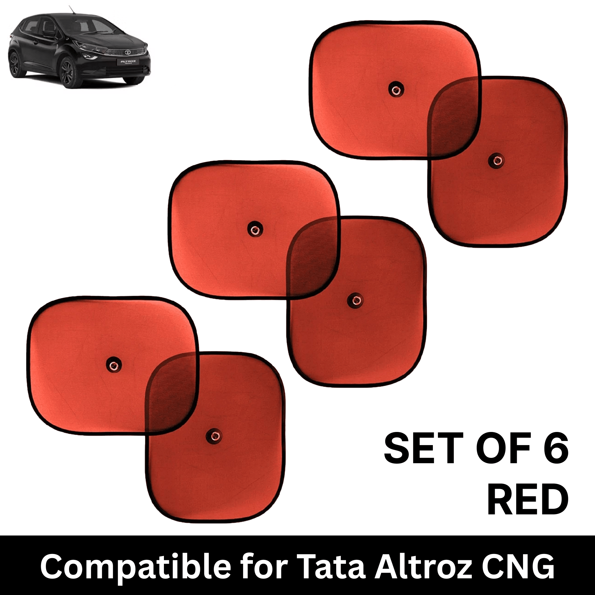 Car Sun Shade for Side Windows (Red, Set of 6) with vaccum Suction Cups for Tata Altroz CNG Car Sun Shade for Side Windows (Red, Set of 6) with vaccum Suction Cups for Tata Altroz CNG