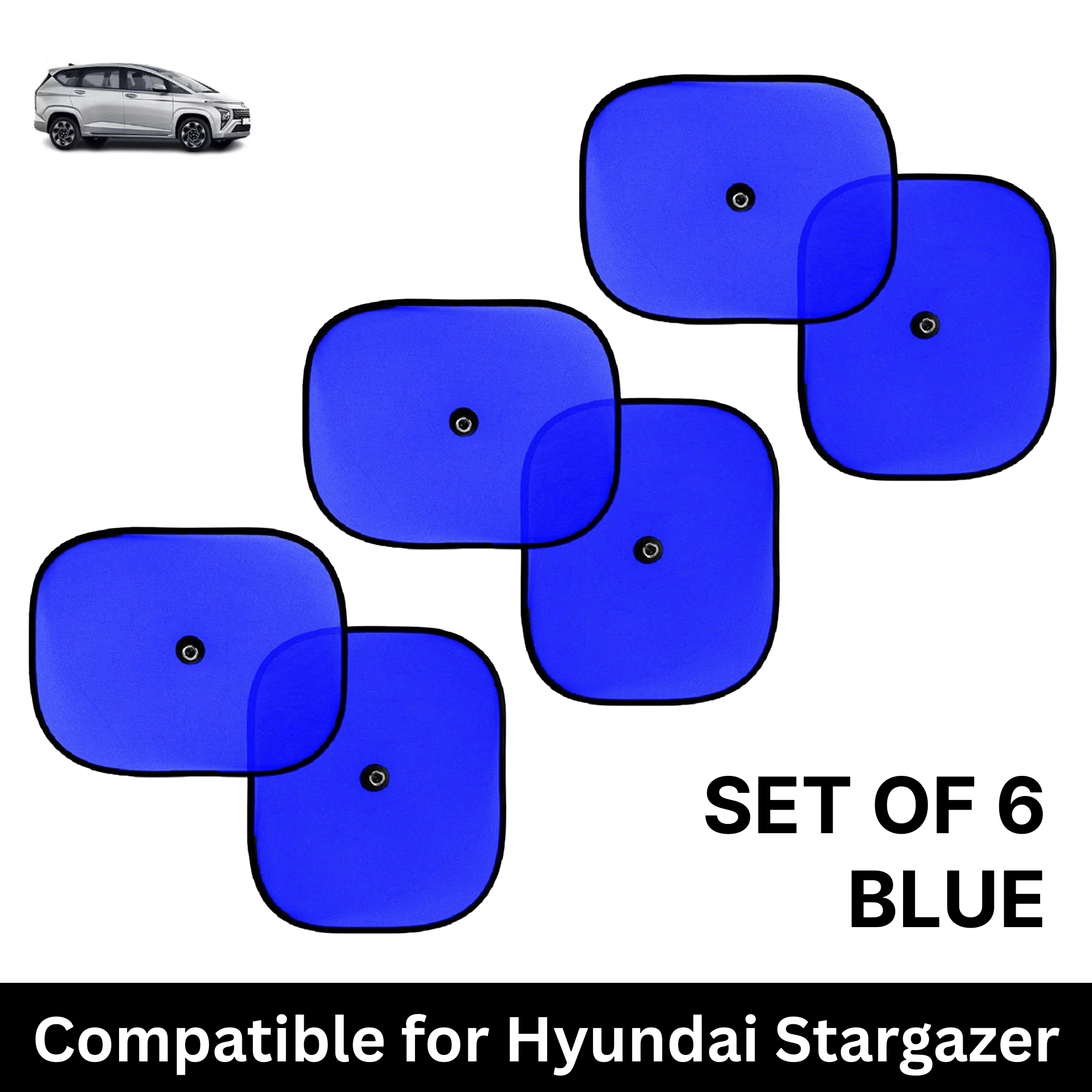 Car Sun Shade for Side Windows (Blue, Set of 6) with vaccum Suction Cups for Hyundai Stargazer Car Sun Shade for Side Windows (Blue, Set of 6) with vaccum Suction Cups for Hyundai Stargazer