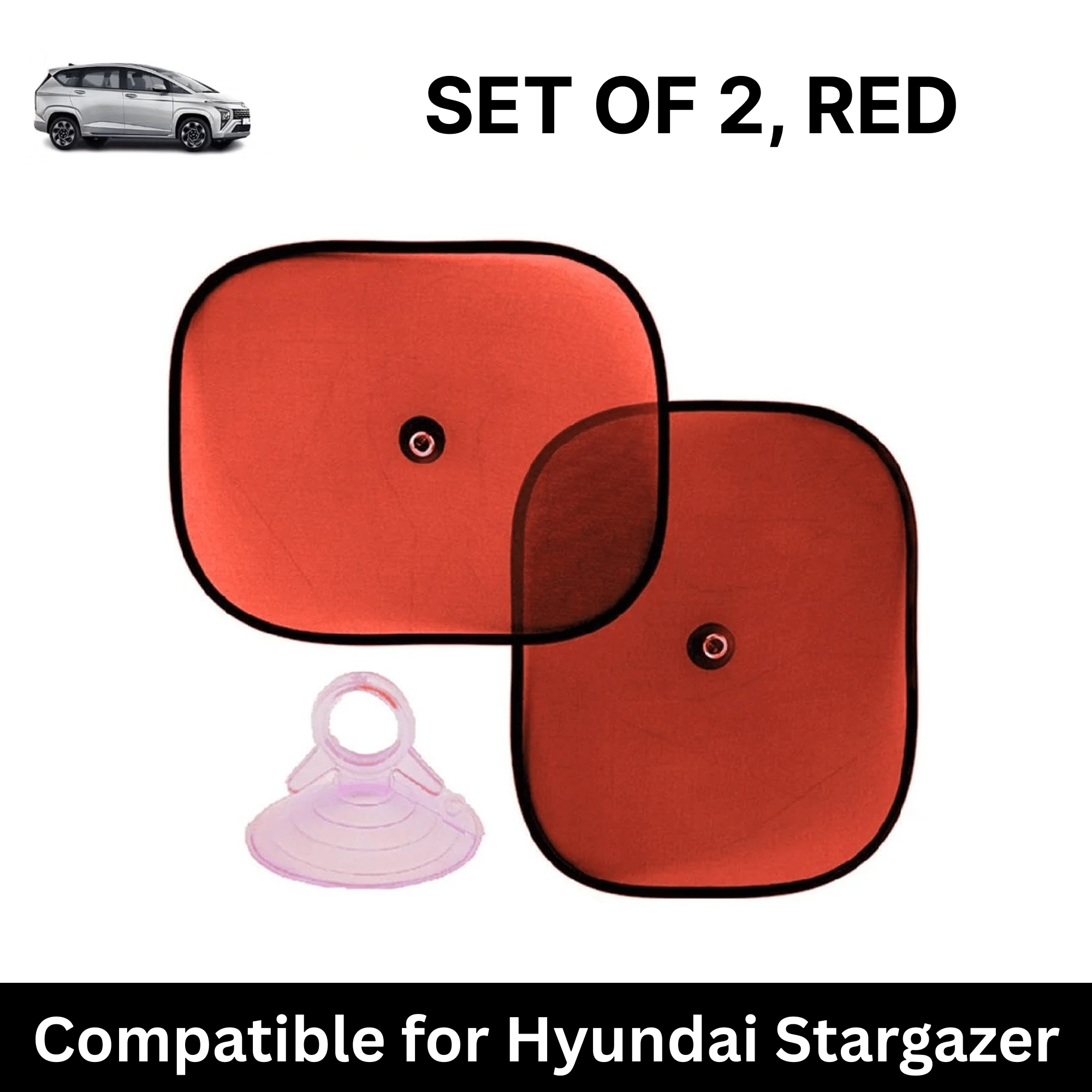 Car Sun Shade for Side Windows (Red, Set of 2) with vaccum Suction Cups for Hyundai Stargazer Car Sun Shade for Side Windows (Red, Set of 2) with vaccum Suction Cups for Hyundai Stargazer