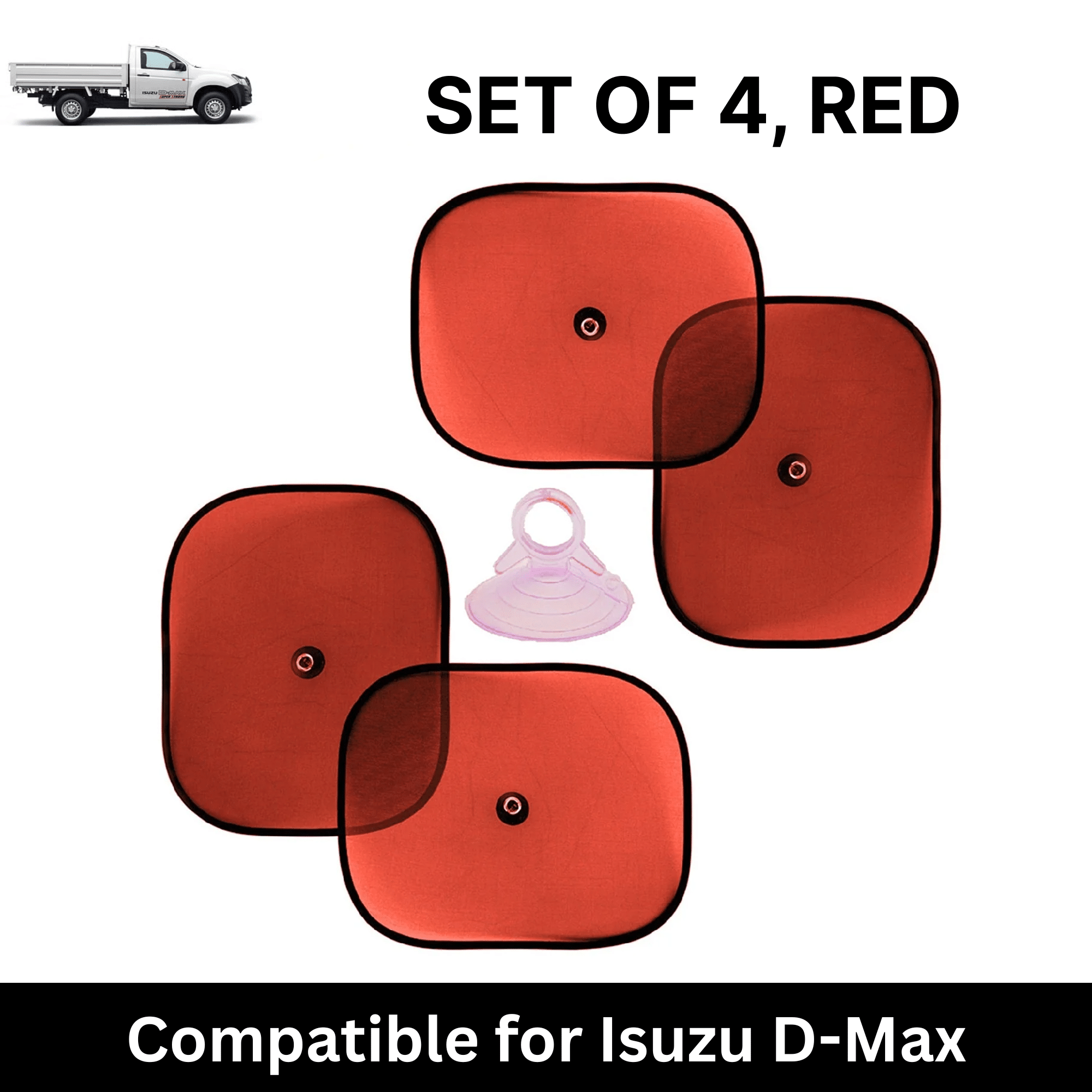 Car Sun Shade for Side Windows (Red, Set of 4) with vaccum Suction Cups for Isuzu D-Max Car Sun Shade for Side Windows (Red, Set of 4) with vaccum Suction Cups for Isuzu D-Max