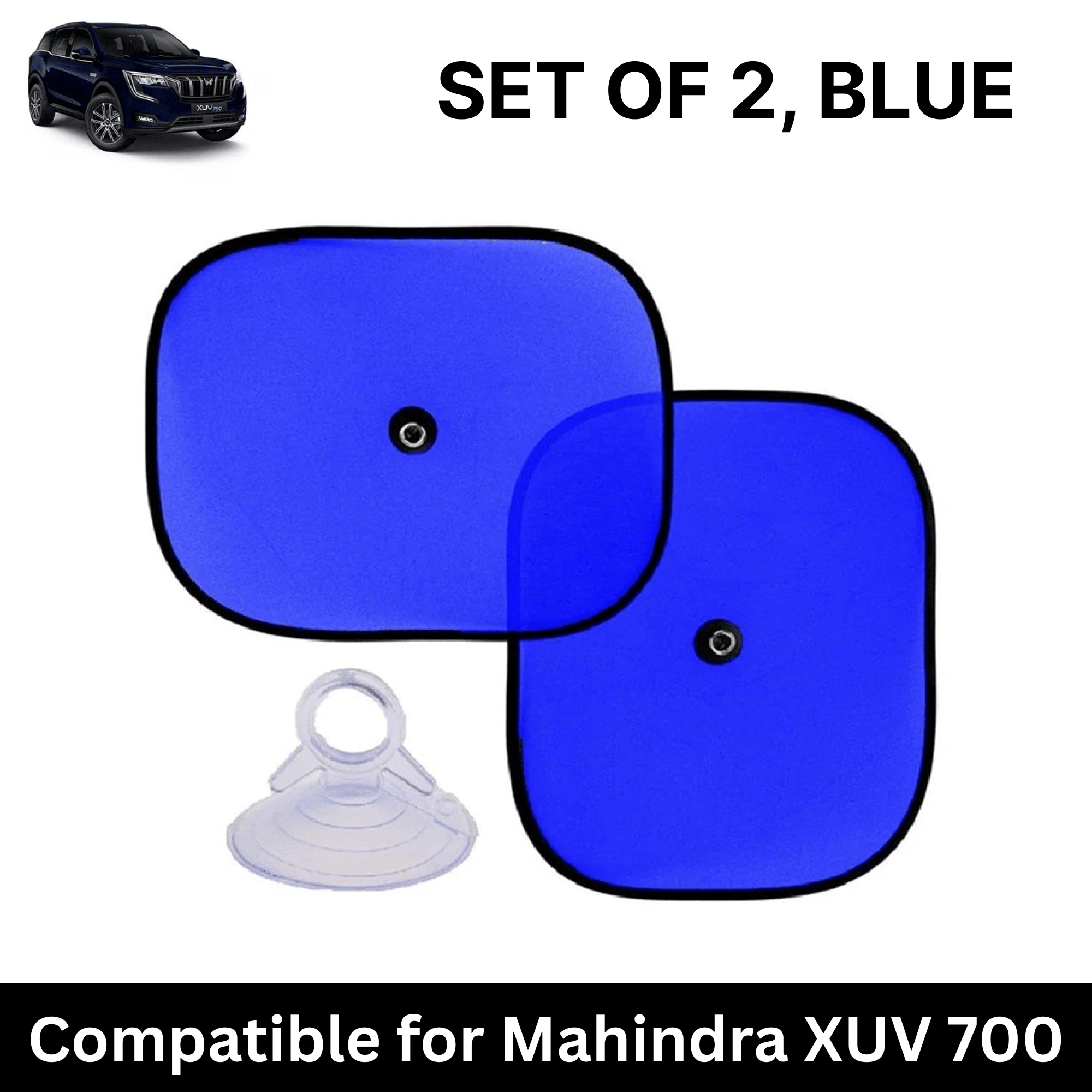     			Car Sun Shade for Side Windows (Blue, Set of 2) with vaccum Suction Cups for Mahindra XUV 700