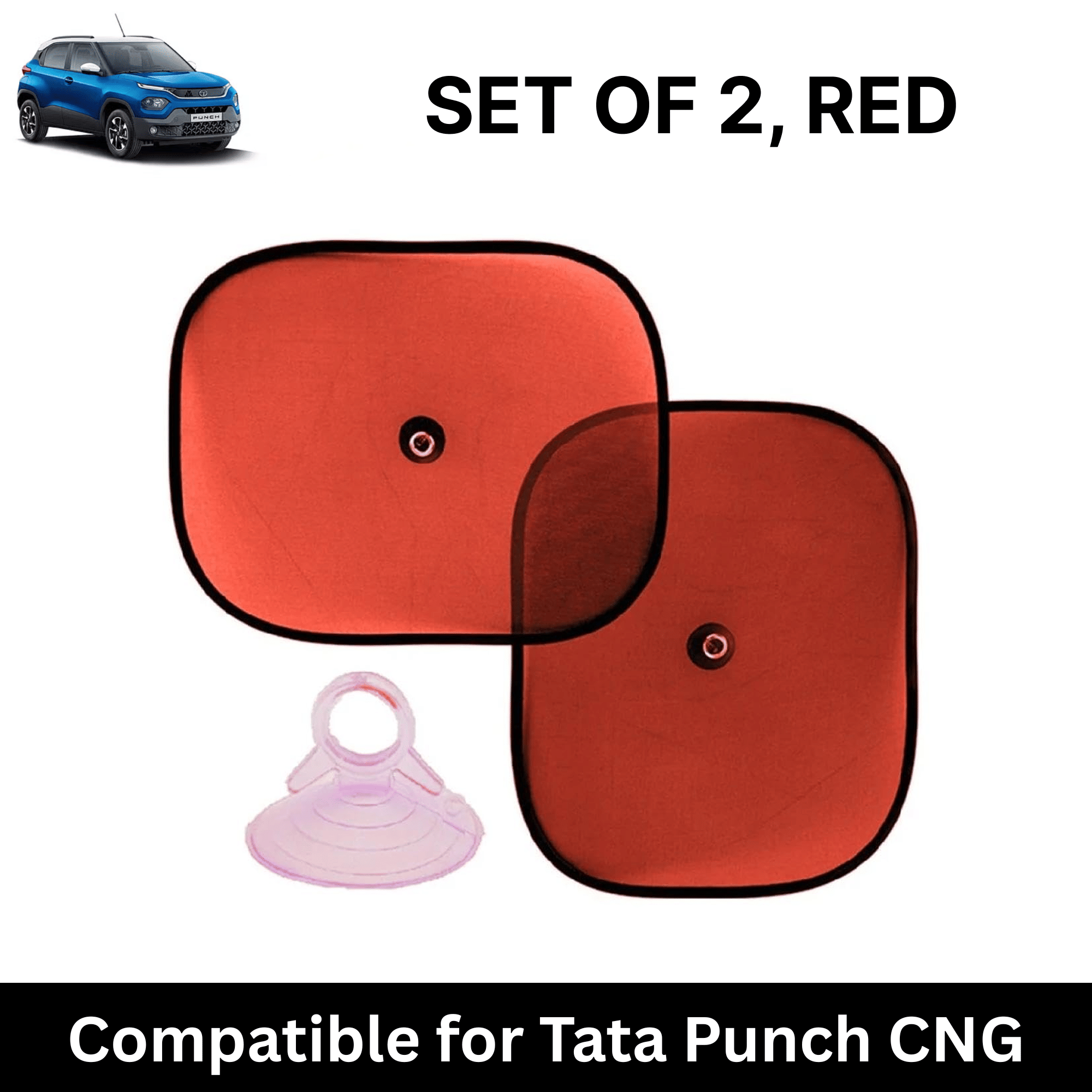 Car Sun Shade for Side Windows (Red, Set of 2) with vaccum Suction Cups for Tata Punch CNG Car Sun Shade for Side Windows (Red, Set of 2) with vaccum Suction Cups for Tata Punch CNG