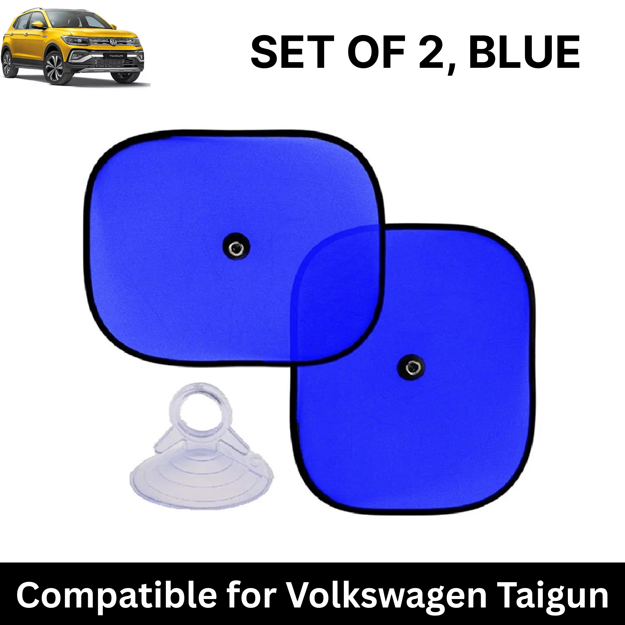 Car Sun Shade for Side Windows (Blue, Set of 2) with vaccum Suction Cups for Volkswagen Taigun     			Car Sun Shade for Side Windows (Blue, Set of 2) with vaccum Suction Cups for Volkswagen Taigun