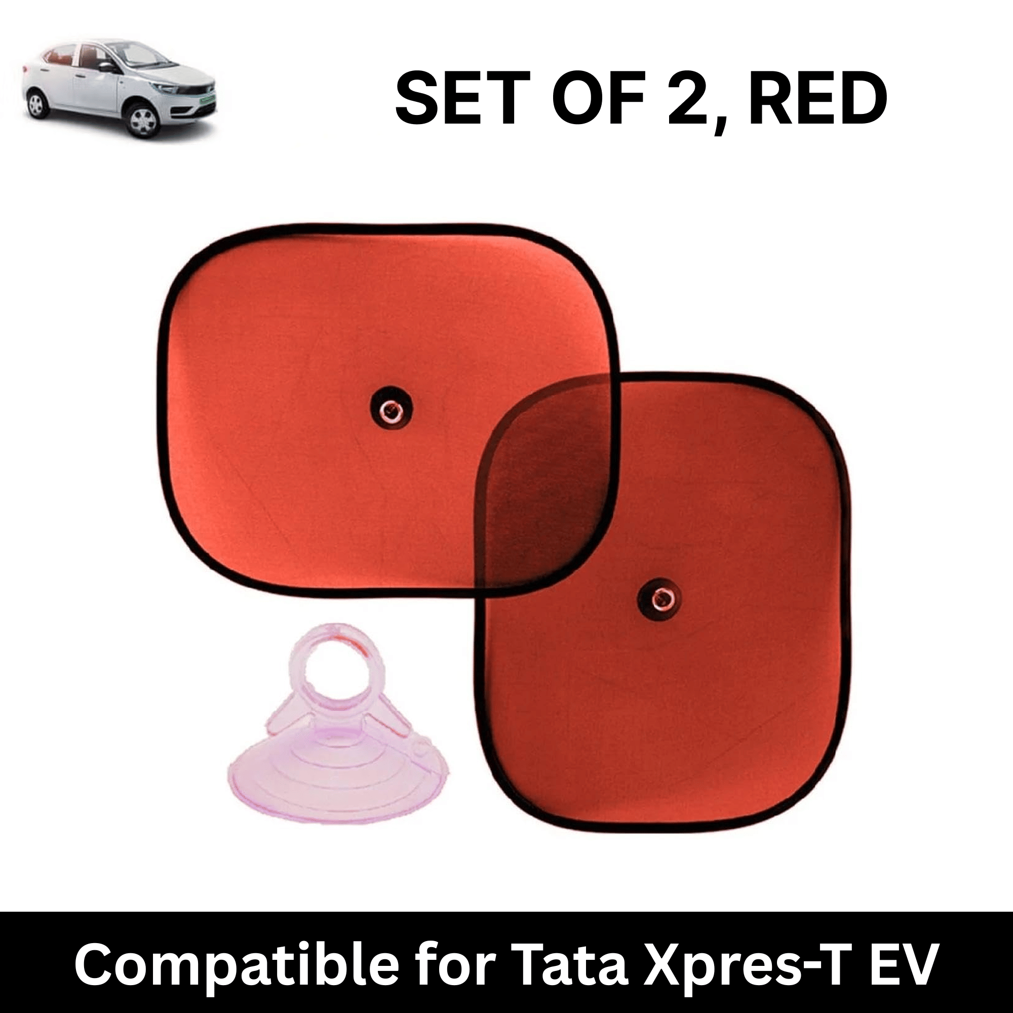 Car Sun Shade for Side Windows (Red, Set of 2) with vaccum Suction Cups for Tata Xpres-T EV Car Sun Shade for Side Windows (Red, Set of 2) with vaccum Suction Cups for Tata Xpres-T EV