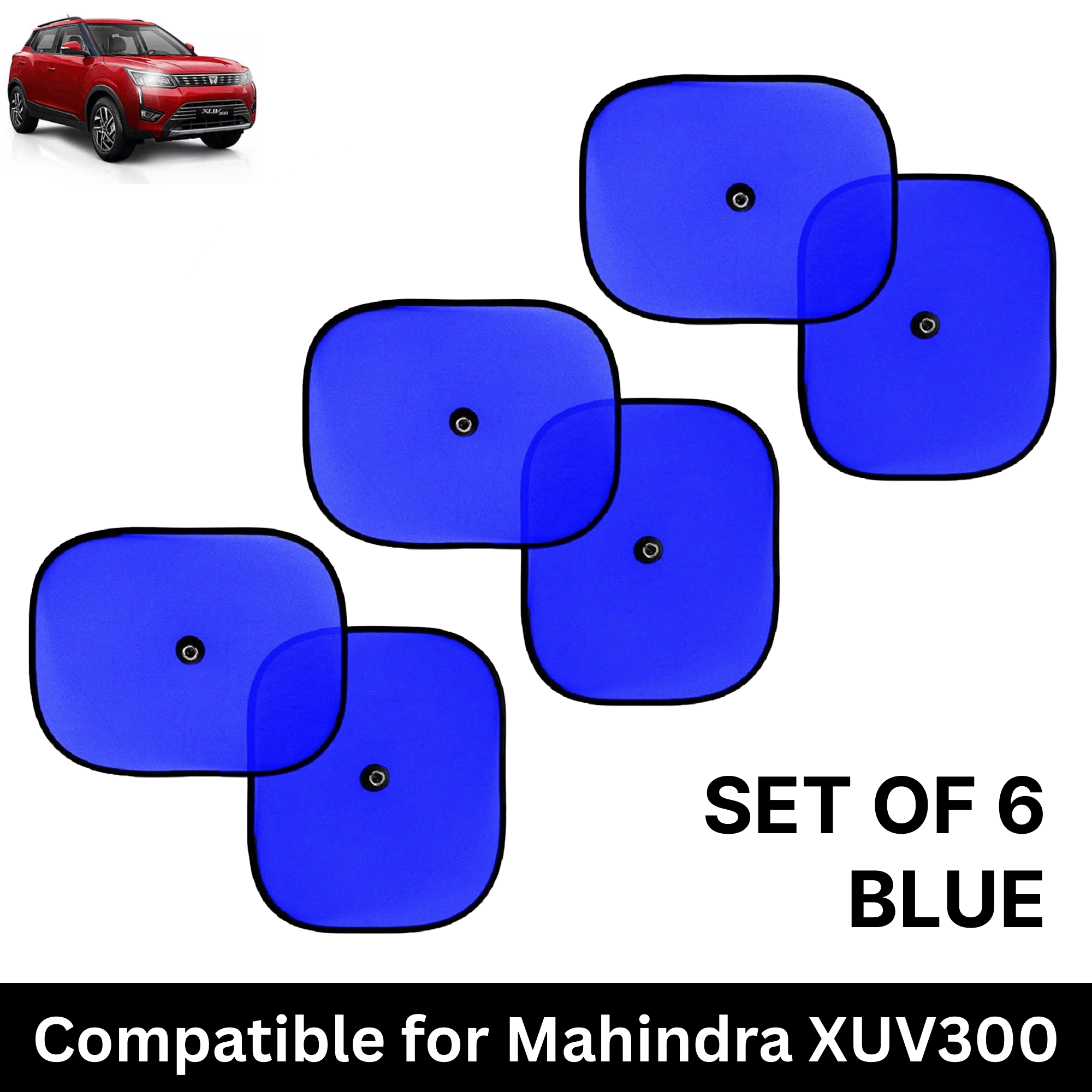 Car Sun Shade for Side Windows (Blue, Set of 6) with vaccum Suction Cups for Mahindra XUV300 Car Sun Shade for Side Windows (Blue, Set of 6) with vaccum Suction Cups for Mahindra XUV300