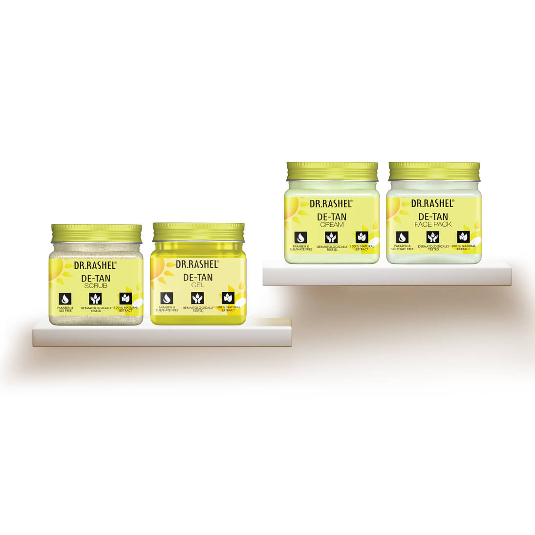 Dr.Rashel De-Tan Facial Kit(Scrub, Gel,Face Pack,Cream),Full Tan Removal Care,For All Skin Type,45 Ml (Pack of 4) Dr.Rashel De-Tan Facial Kit(Scrub, Gel,Face Pack,Cream),Full Tan Removal Care,For All Skin Type,45 Ml (Pack of 4)