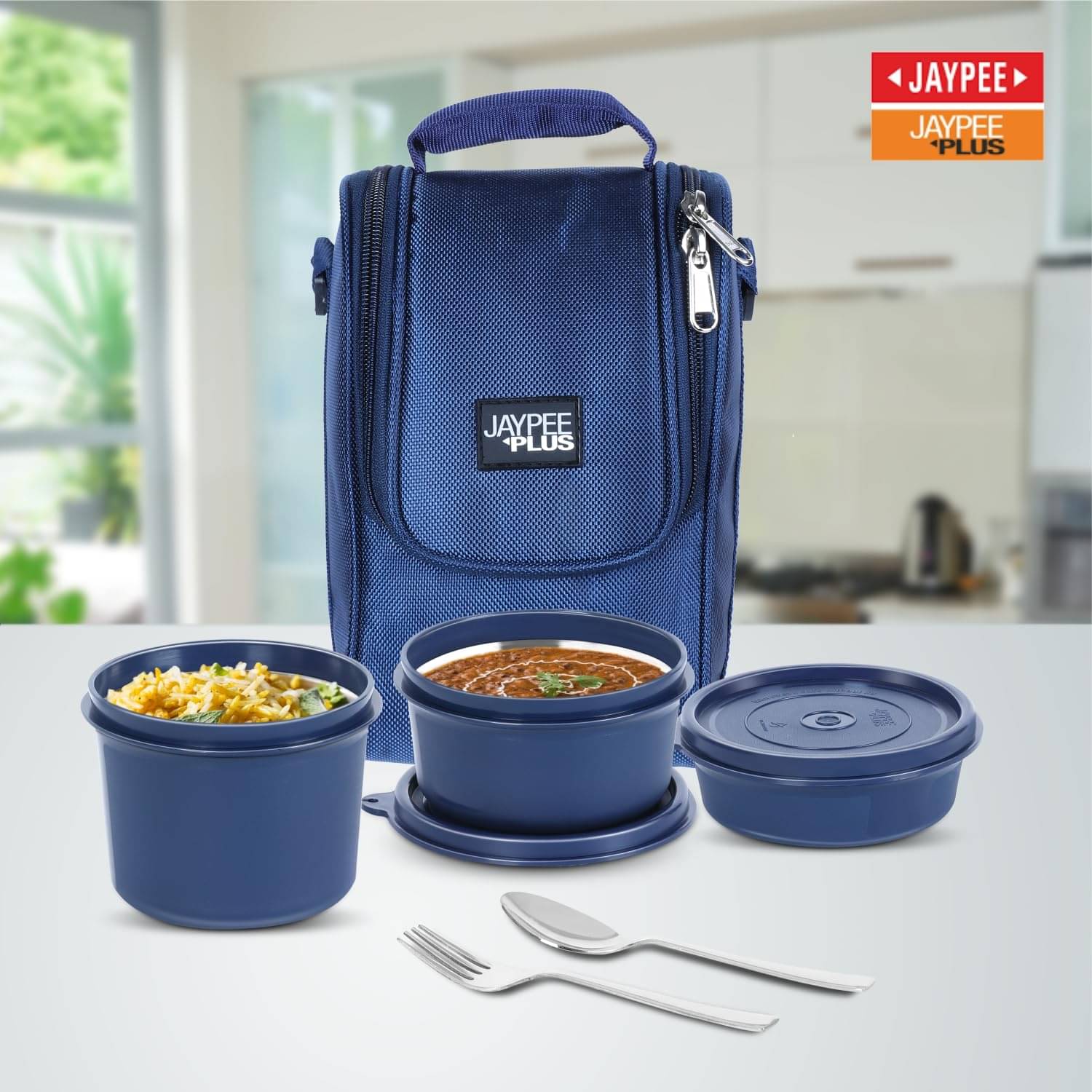     			Jaypeeplus Homely Lunch Box Polypropylene Lunch Box 3 - Container ( Pack of 1 )