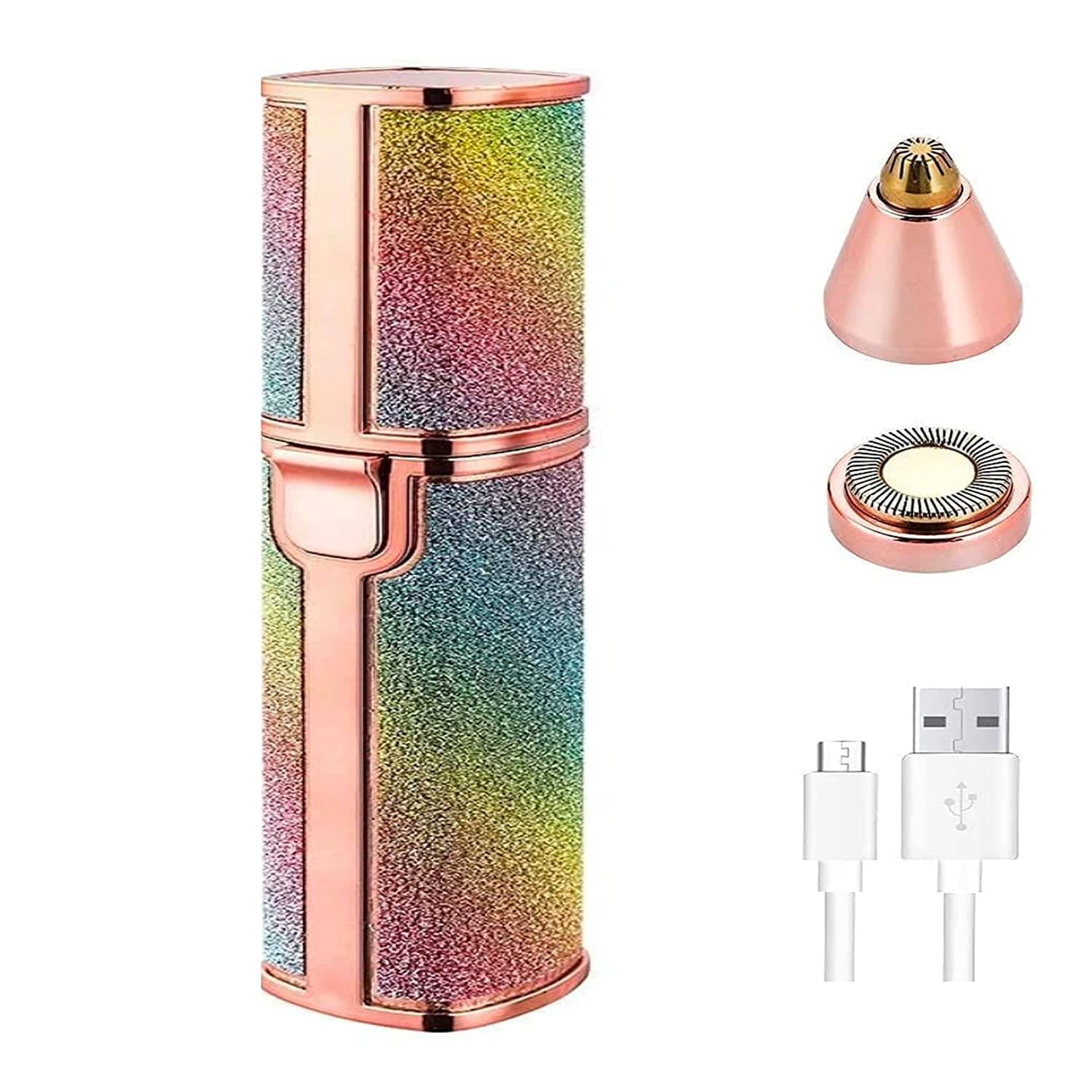     			KRAMOX 2-in-1 Rechargeable Eyebrow Trimmer, Epilator For Women, Facial Hair Removal Machine For Women,Face, Lips, Nose Hair Remover Trimmer with Light(Rainbow Color)