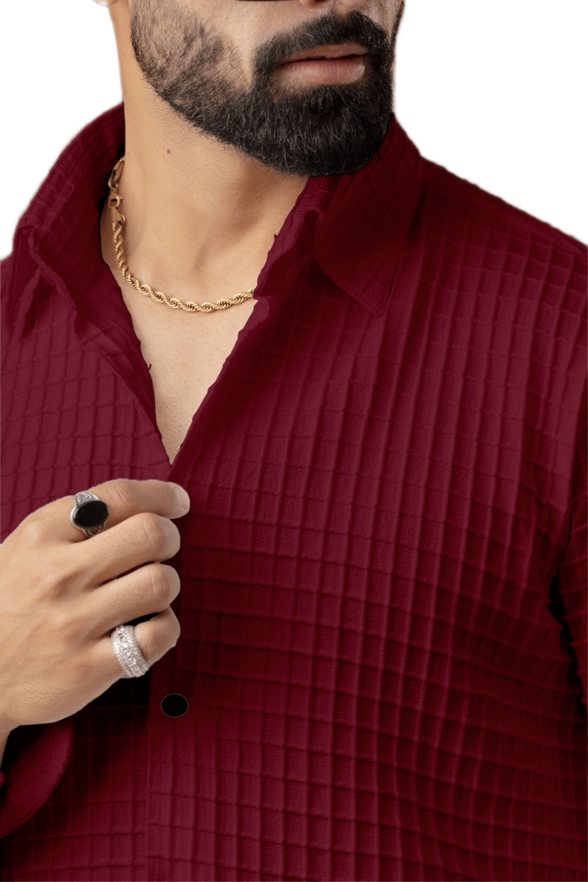     			M5studio Poly Cotton Regular Fit Self Design Full Sleeves Men's Casual Shirt - Maroon ( Pack of 1 )