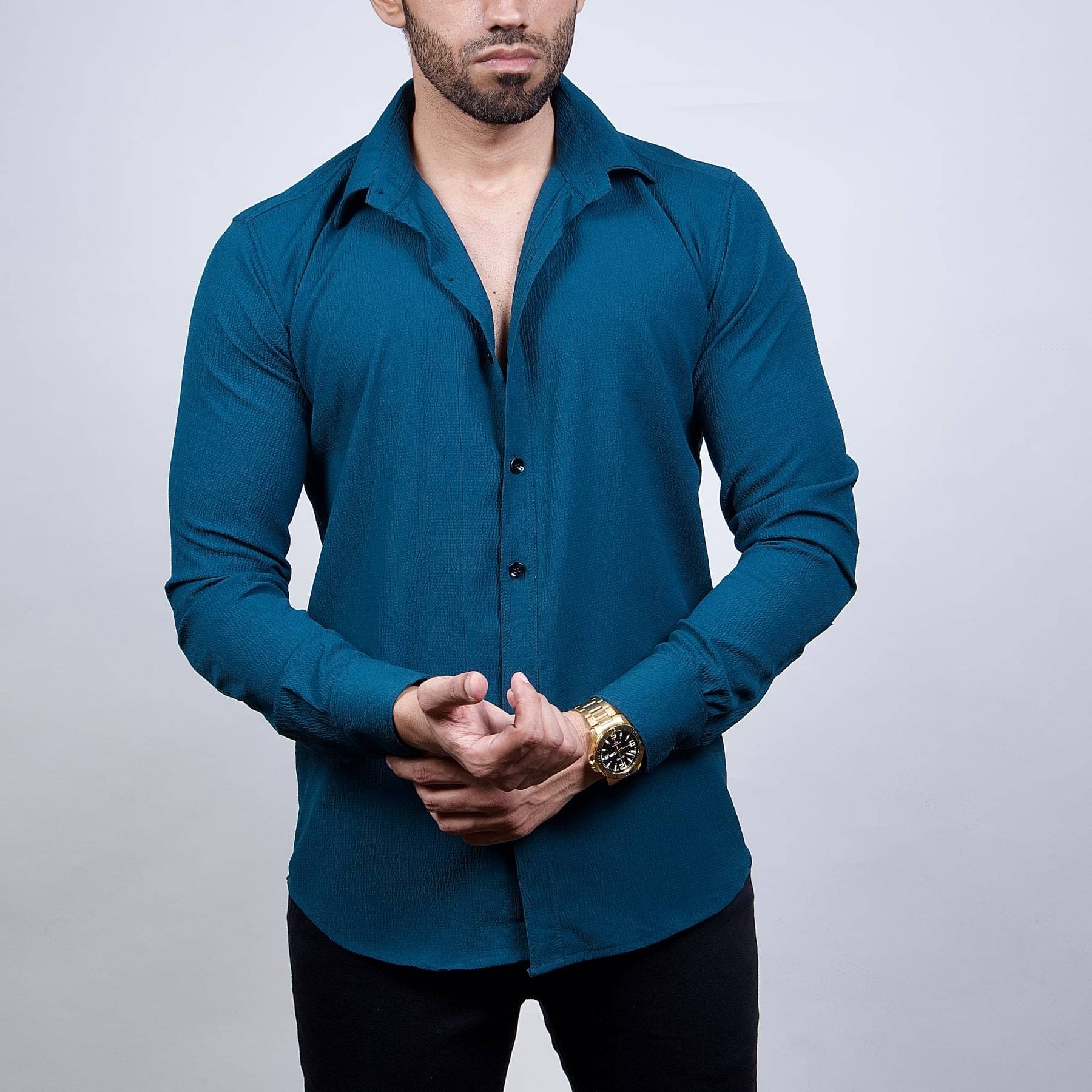 MARMIC FAB Cotton Blend Slim Fit Self Design Full Sleeves Men's Casual Shirt - Blue ( Pack of 1 ) MARMIC FAB Cotton Blend Slim Fit Self Design Full Sleeves Men's Casual Shirt - Blue ( Pack of 1 )