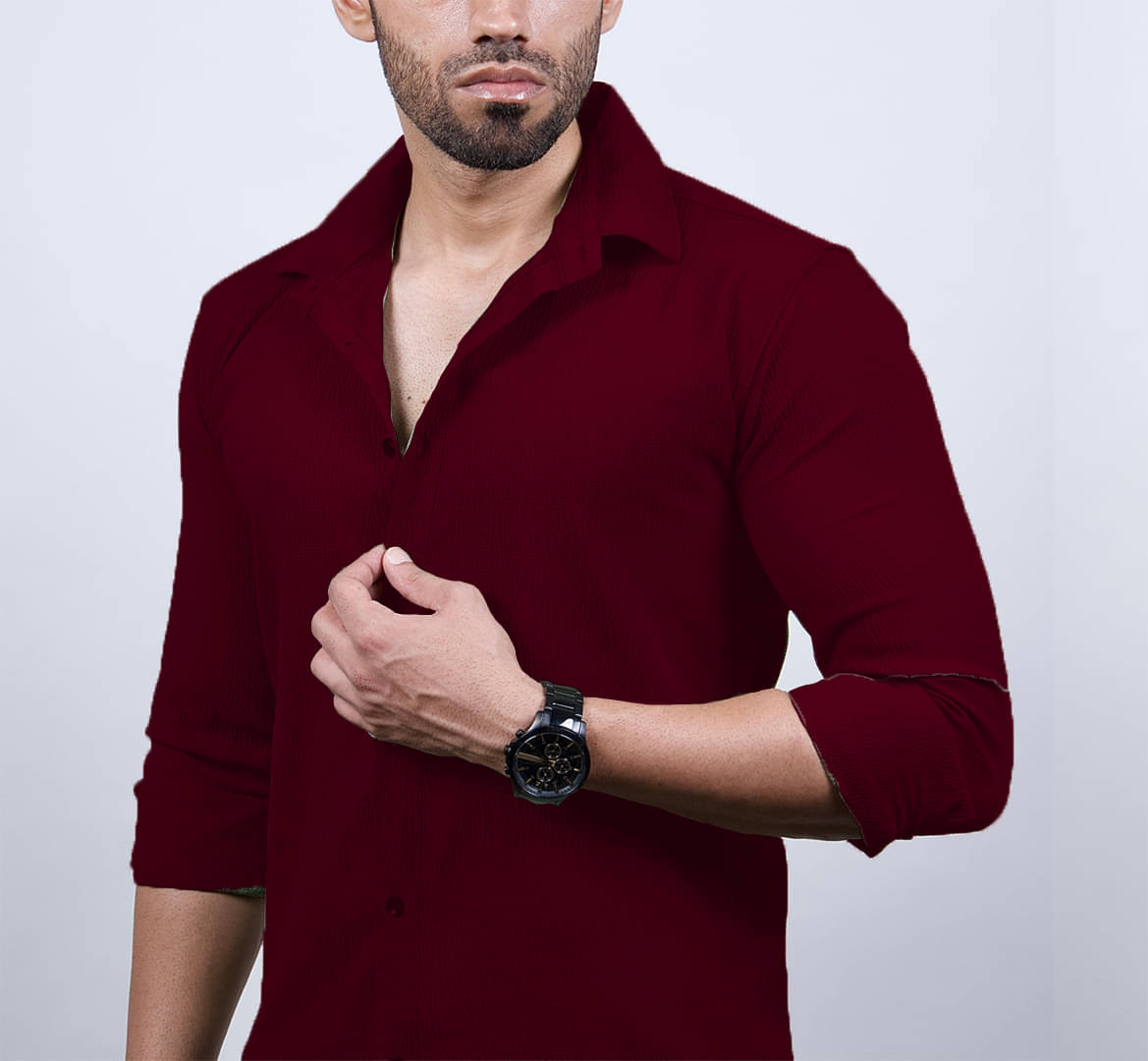 MARMIC FAB Cotton Blend Slim Fit Self Design Full Sleeves Men's Casual Shirt - Maroon ( Pack of 1 ) MARMIC FAB Cotton Blend Slim Fit Self Design Full Sleeves Men's Casual Shirt - Maroon ( Pack of 1 )