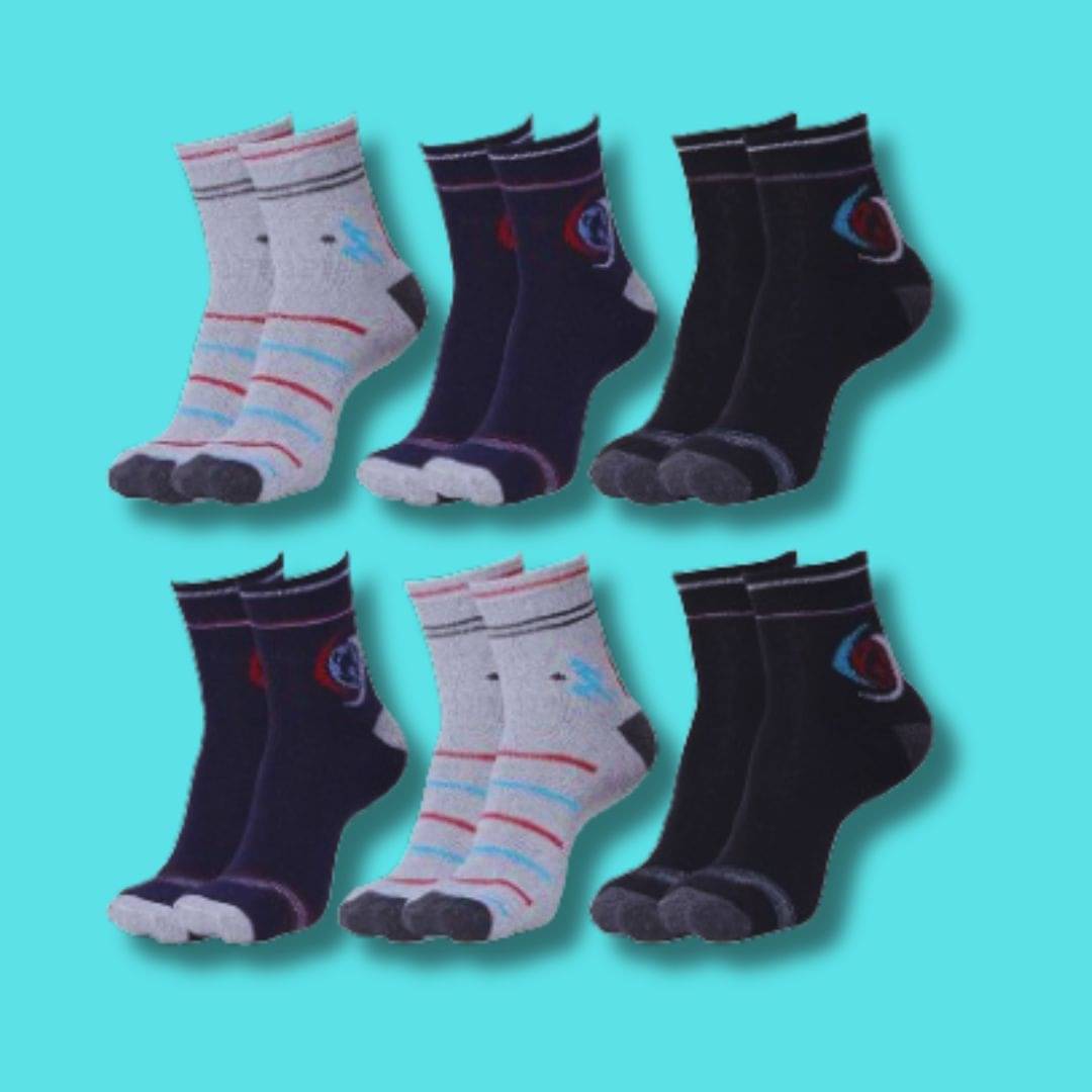 MJE Pack of 6 Men's Cotton Blend Ankle Length Socks ( Multicolor ) MJE Pack of 6 Men's Cotton Blend Ankle Length Socks ( Multicolor )