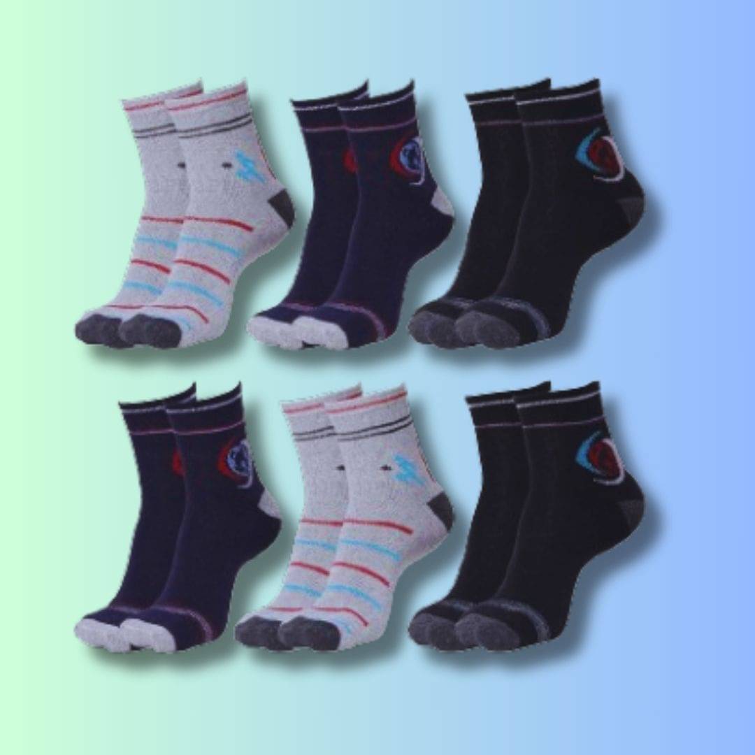 MJE Pack of 6 Men's Cotton Blend Ankle Length Socks ( Multicolor )     			MJE Pack of 6 Men's Cotton Blend Ankle Length Socks ( Multicolor )